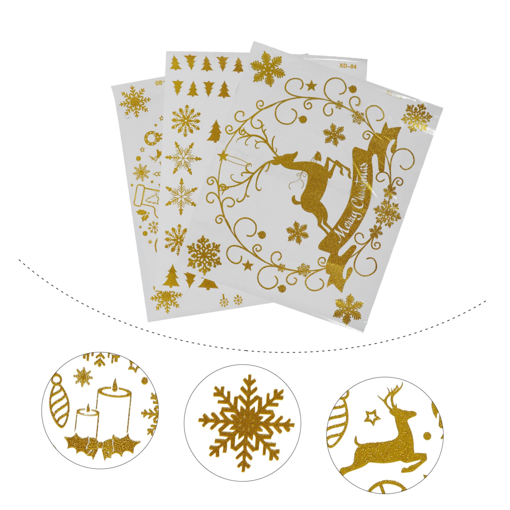 6 Stk Weihnachtsaufkleber Winterdeko für zu Hause weihnachtsdeko dekoration abnehm aufkleber wiederverwendbare sticker Weihnachtsfensteraufkleber Weihnachtsdekoration PVC Golden