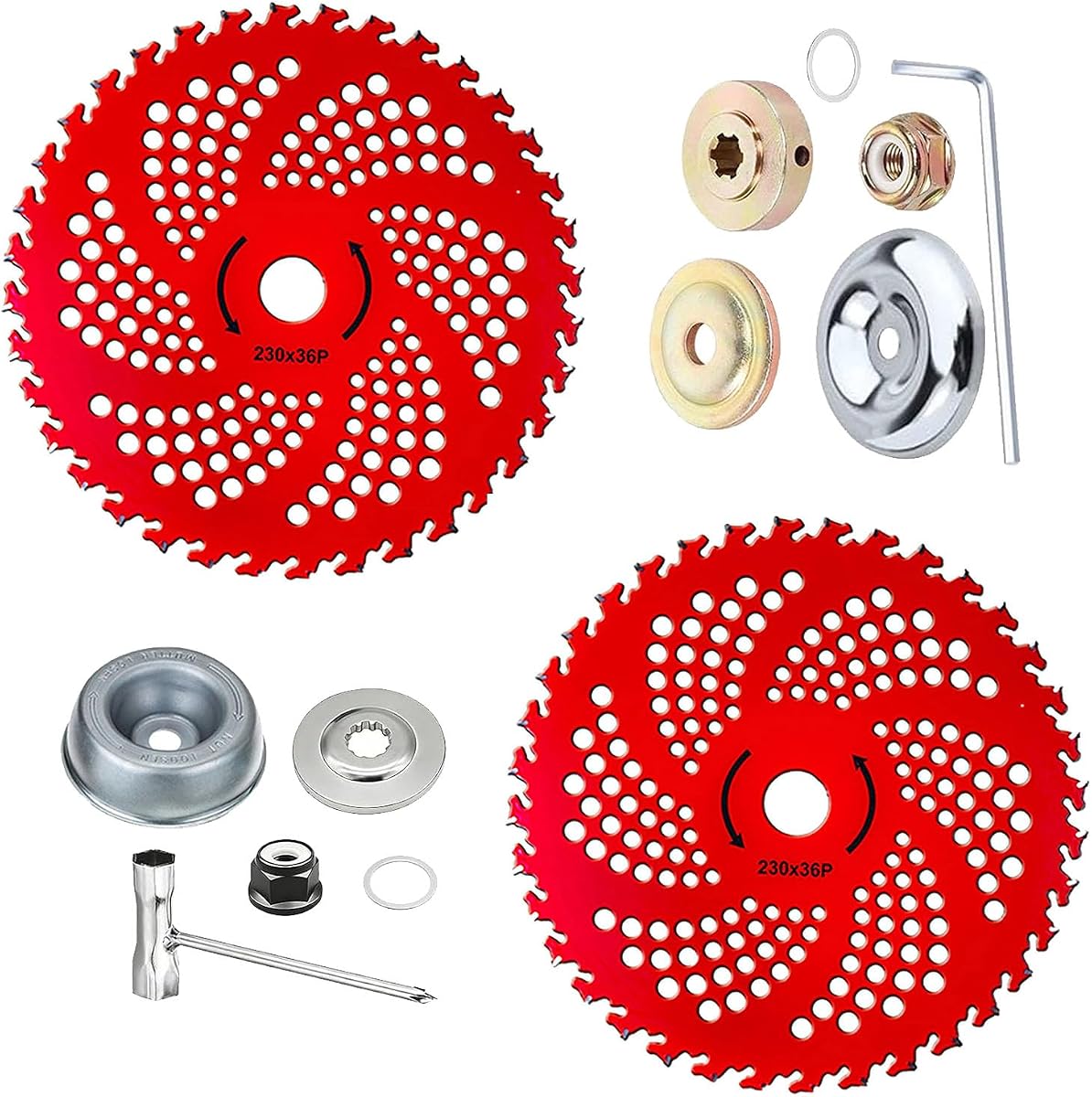 Brush Cutter Blade Kit for Weed Eater, 9 Inch 36-Tooth Carbide, 2 Pack with Adapter Kit, Compatible with Stihl Husqvarna Ego Oregon