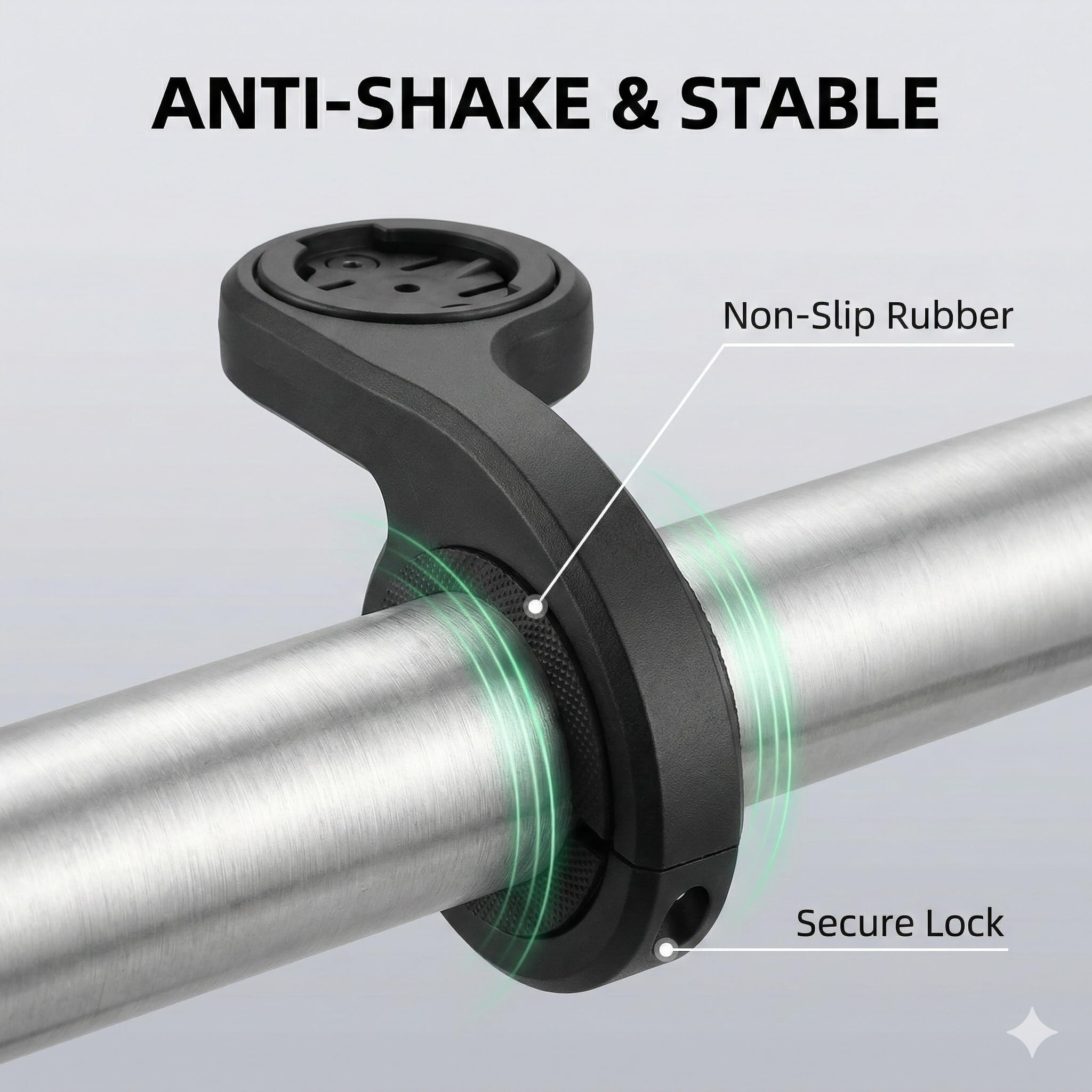 VertexOval Soporte de Bicicleta Frontal Compatible con Garmin Edge 1040 840 530 830 y iGPSPORT, Soporte Manillar Adelantado Ultraligero y Estable con 2 Anillos de Ajuste (34.6mm / 31.8mm) - 4