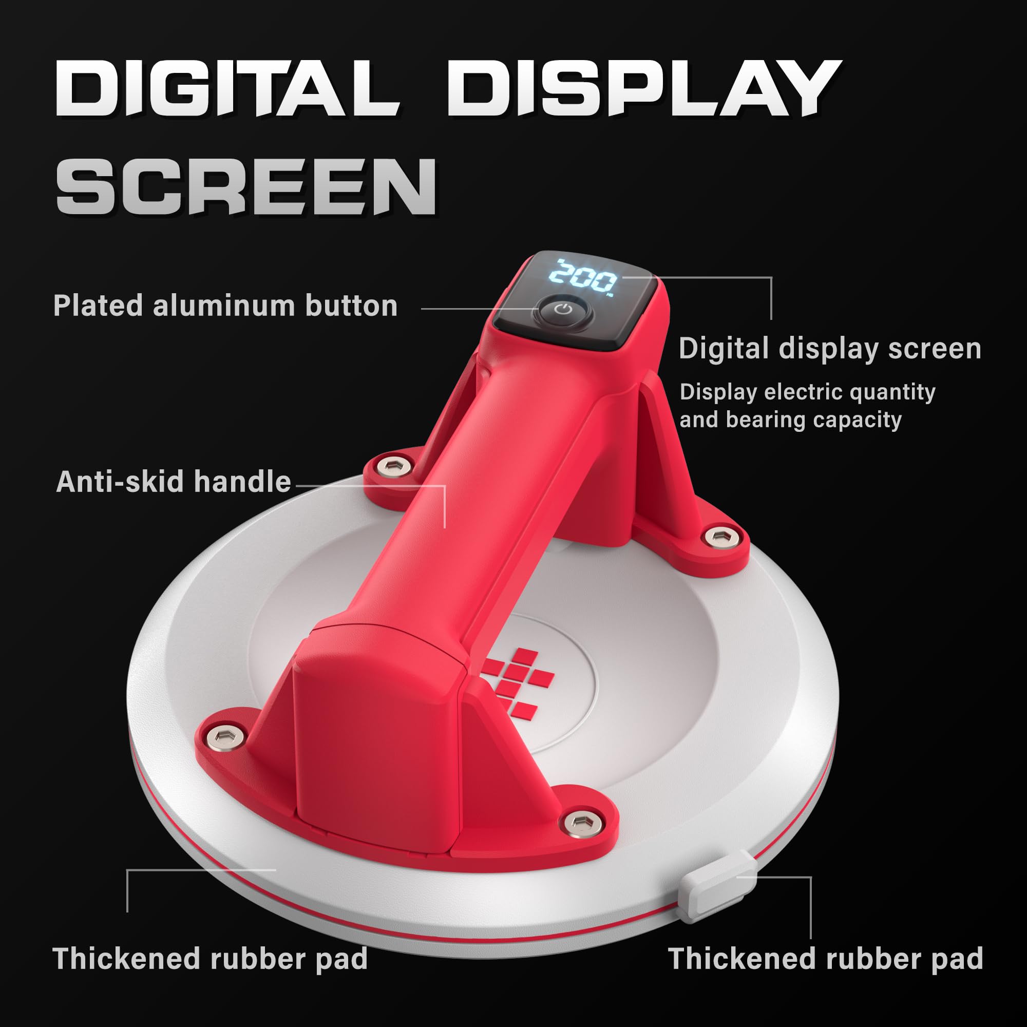 SHIJING Ventosa eléctrica para vidrio, ventosas de pantalla digital de 8 pulgadas, absorción automática de vacío, ventosa motorizada digital
