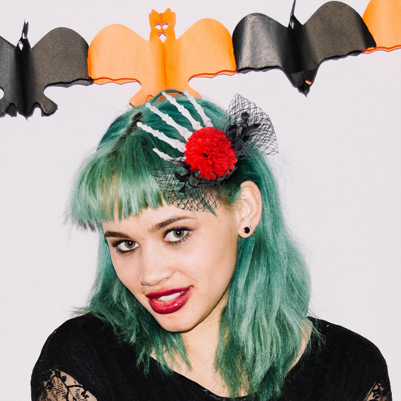 Elegante accesorio de clip lateral para fiesta de Halloween, pasador lateral de tul, accesorio para el pelo para fiestas temáticas, disfraces para adolescentes y adultos