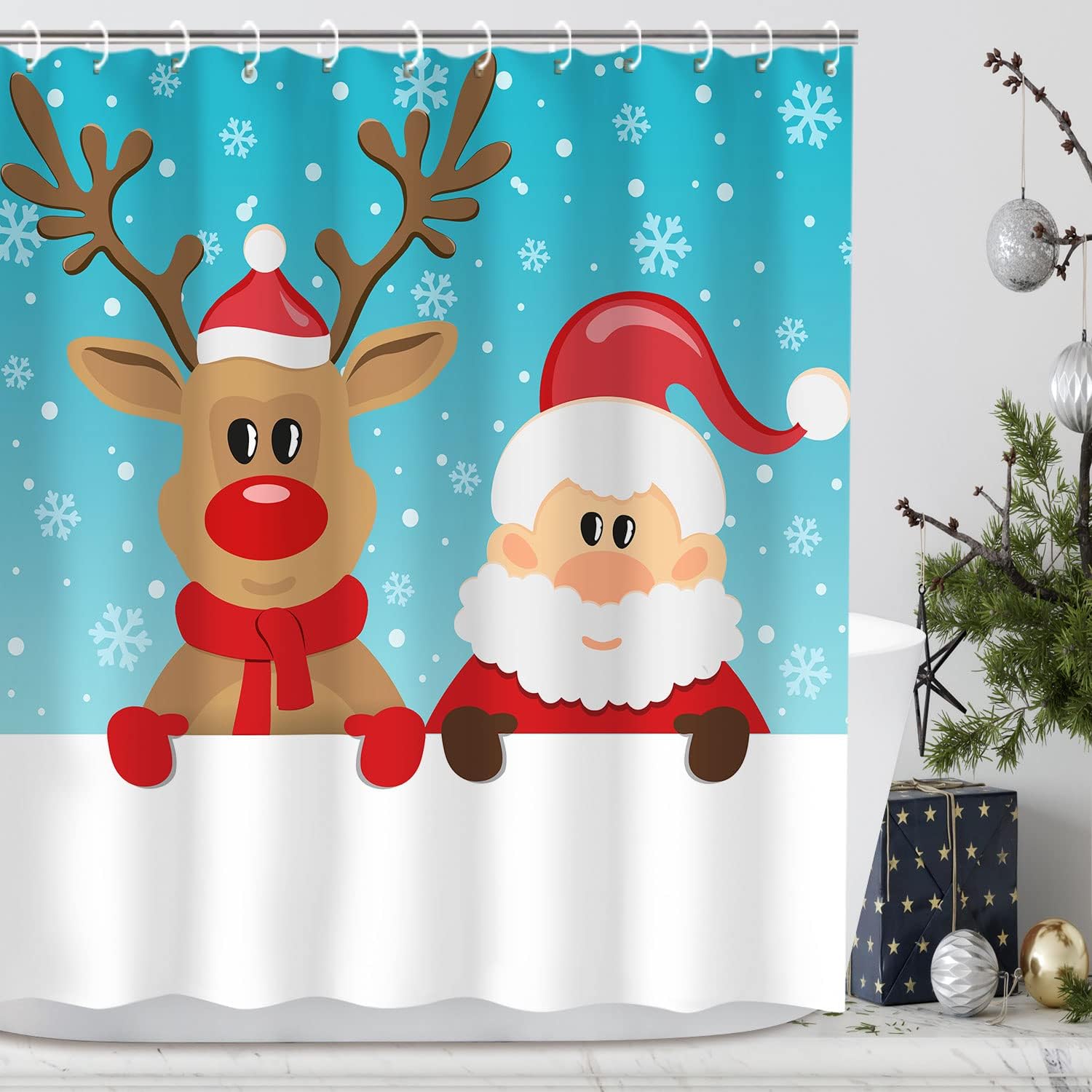 Cnayuep Christmas Shower Curtain, Funny Shower Curtain Kids