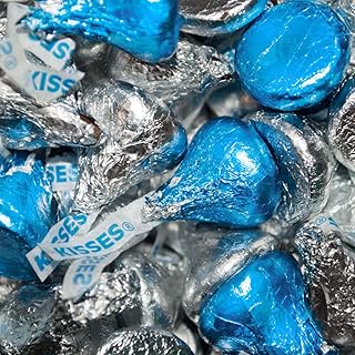 180 Pcs Blue & Silver Candy Kisses Milk Chocolates Assortment (1.8lb)