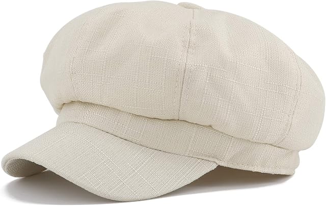 Gisdanchz Women Linen Newsboy Cap Cabbie Hat 8 Panels - 6 7/8 Fitted
