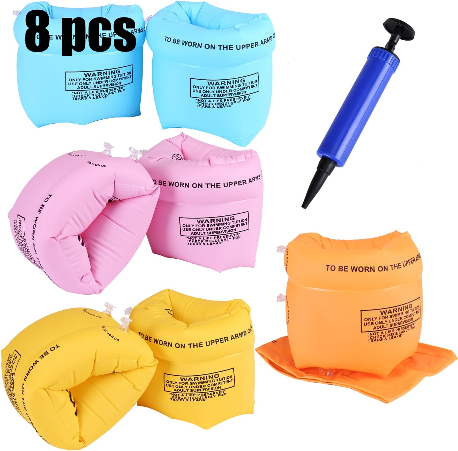 Arm Floaties Inflatable Swim Arm Bands Floater Sleeves Swimming Rings.(2-4-6-8 Pcs)