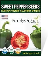 USDA Organic California Wonder Sweet Pepper Seeds - 25 Non-GMO Heirloom Seeds for Crisp Green or Red Bell Peppers