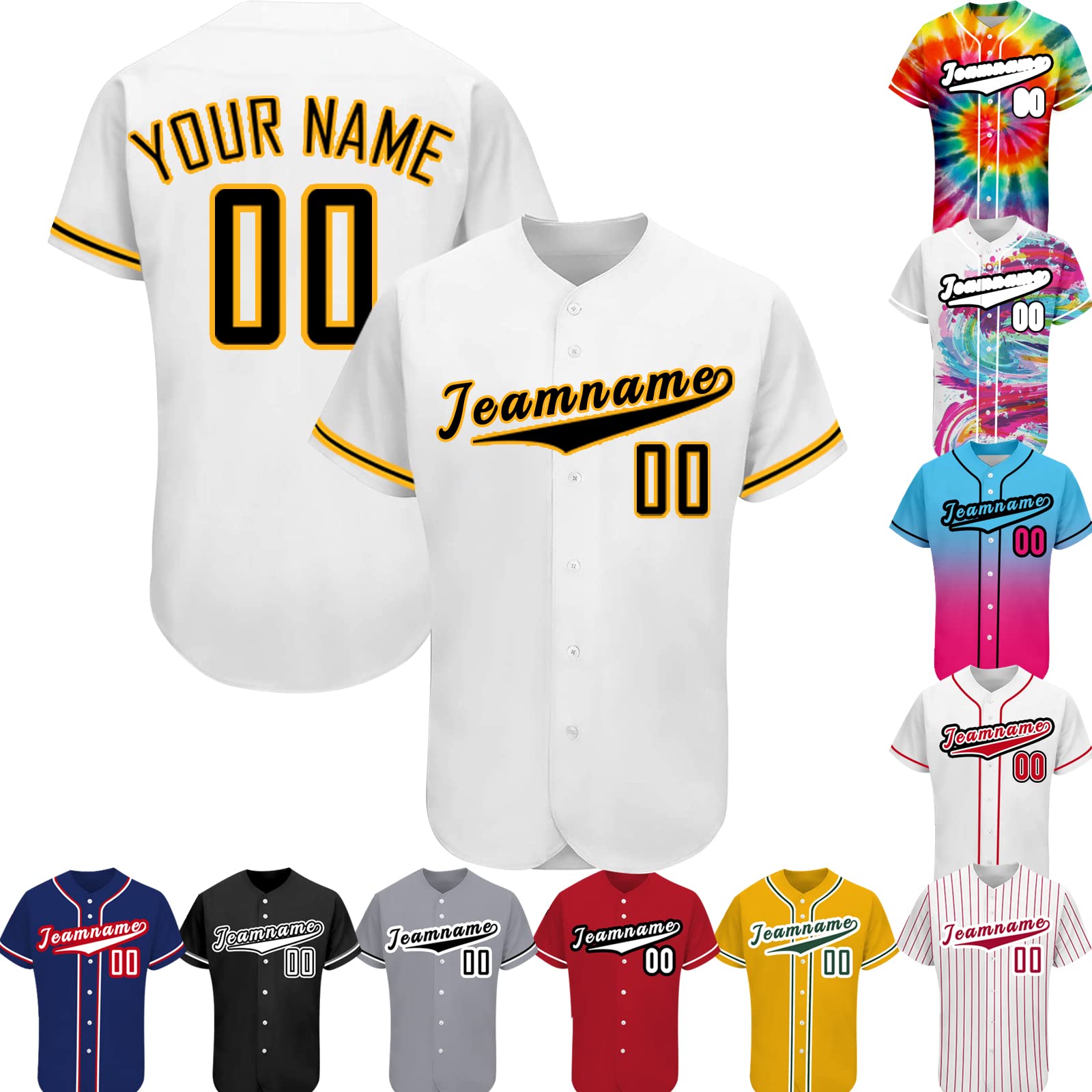 Custom Baseball Jersey Men Women Customize Button Down Personalized Baseball Shirt Print Name Numbers Logo for Adult/Youth
