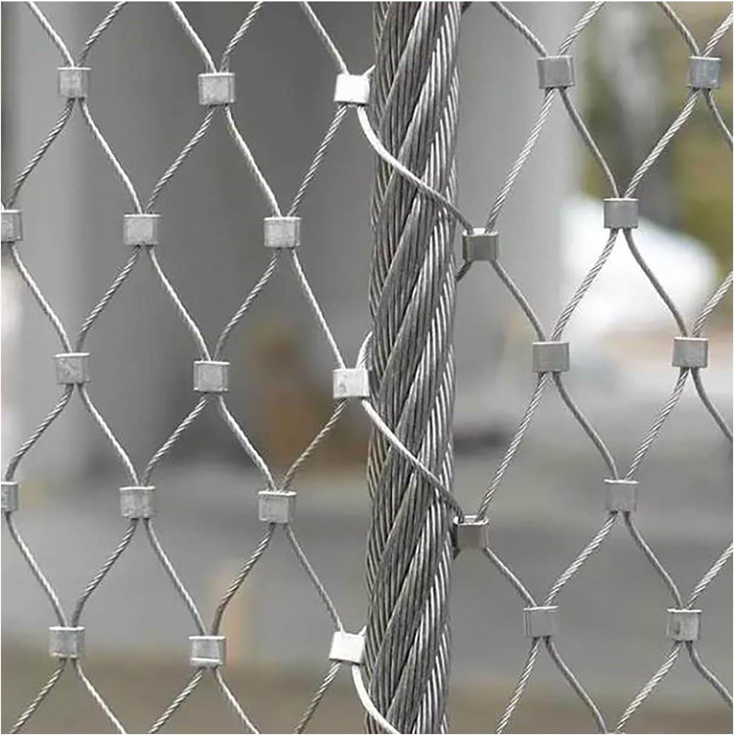 JvFbjLF Stainless Steel Wire Rope Mesh, Fall Protection Mesh Stair Fence Zoo Cage, Mesh Structural Stability(Dia2mm,6cm Mesh)
