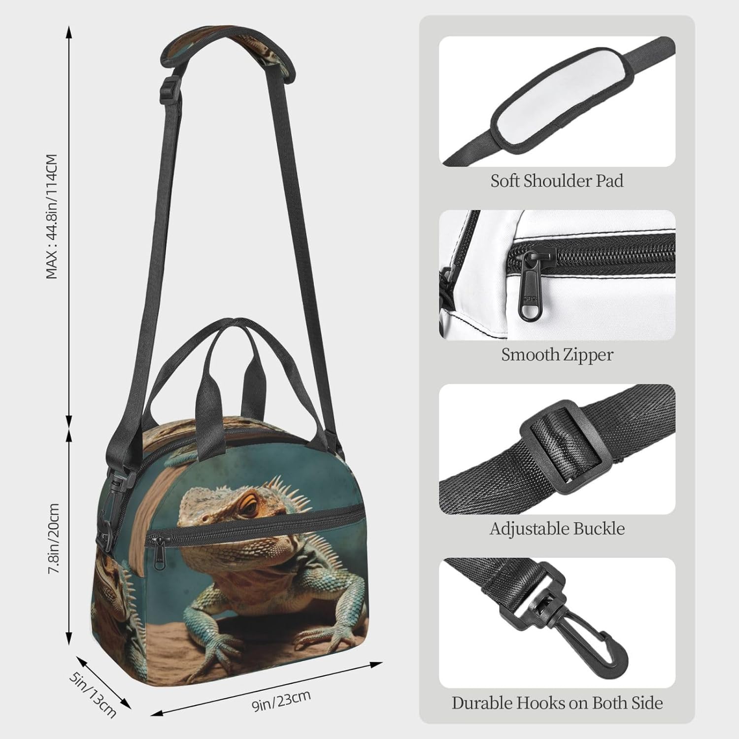 Insulated Lunch Bag Lizards Lunch Box for Women Men Reusable Leakproof Cooler Bag for Office Travel Picnic