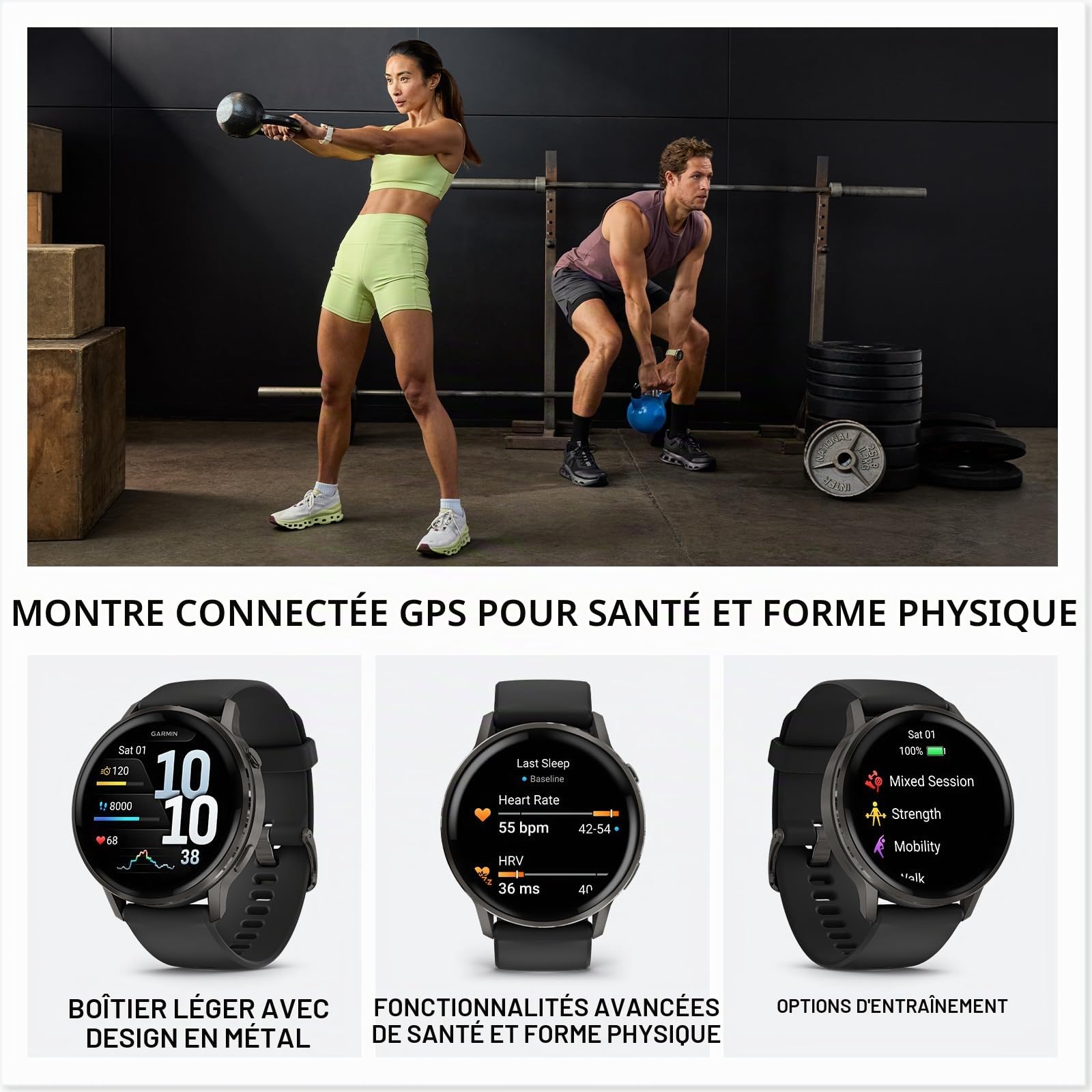 Garmin Venu 4 45mm - Montre intelligente GPS, écran tactile AMOLED, suivi avancé de la santé et du fitness 24/7, plus de 80 applications sportives, lampe de poche, Ardoise/Noir (renouvelée)