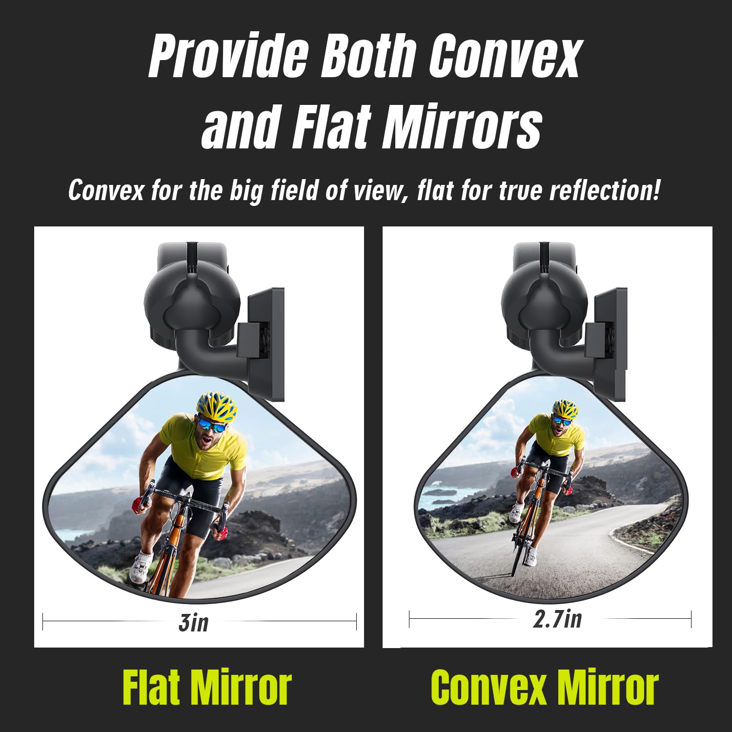 Bike Helmet Mirror for Cycling- 360° Adjustable and Rotatable Safe Rearview Mirror for Bicycle Riding Accessories and Other Outdoor Activities, Easy to Install
