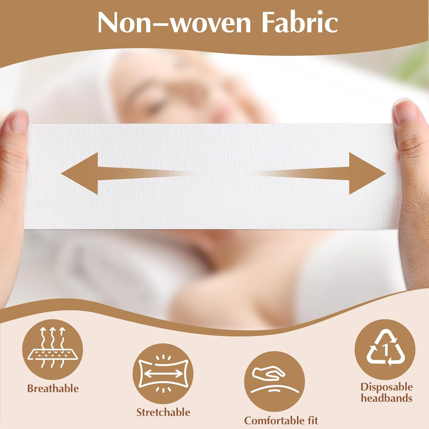 150 PCS Disposable Hairband for Women, Non-woven Fabric Spa Headband for Makeup, Travel, Securing Hair during Facial - Image 2