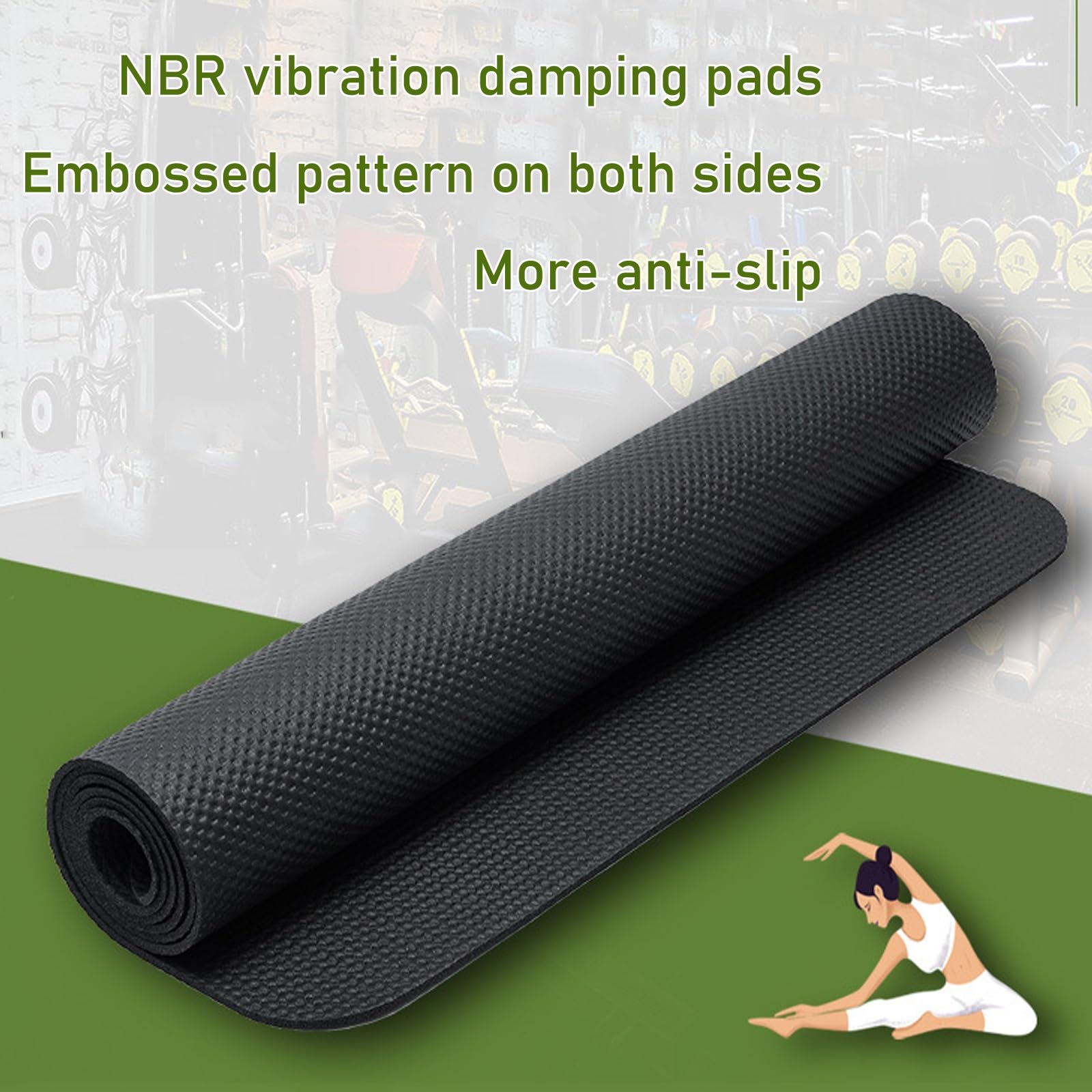 HJXGQJM Tappetini Attrezzi Fitness,Tappetino per Tapis Roulant, Ciclette, Rowers, E Attrezzature da Palestra, Tappetino di Protezione del Pavimento 1 Pezzo(220x60cm)