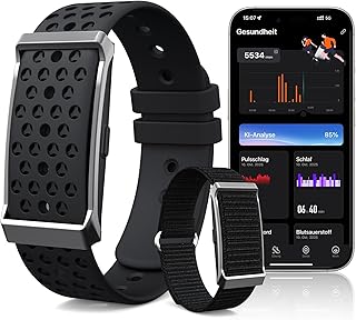 Smart Band Fitness Tracker Smartwatch, 24/7 Aktivitäts und Schlaftracker mit KI-Analyse, Herzfrequenz, 35 Tage Akkulaufzeit, Multisport-Modi, Vibrationsalarm, Kein ABO erforderlich
