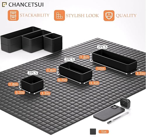 Miniatura 5 de Cajones organizadores, cubos de plástico de almacenamiento para escritorio, bandeja organizadora apilable, divisores de baño, pequeño contenedor de