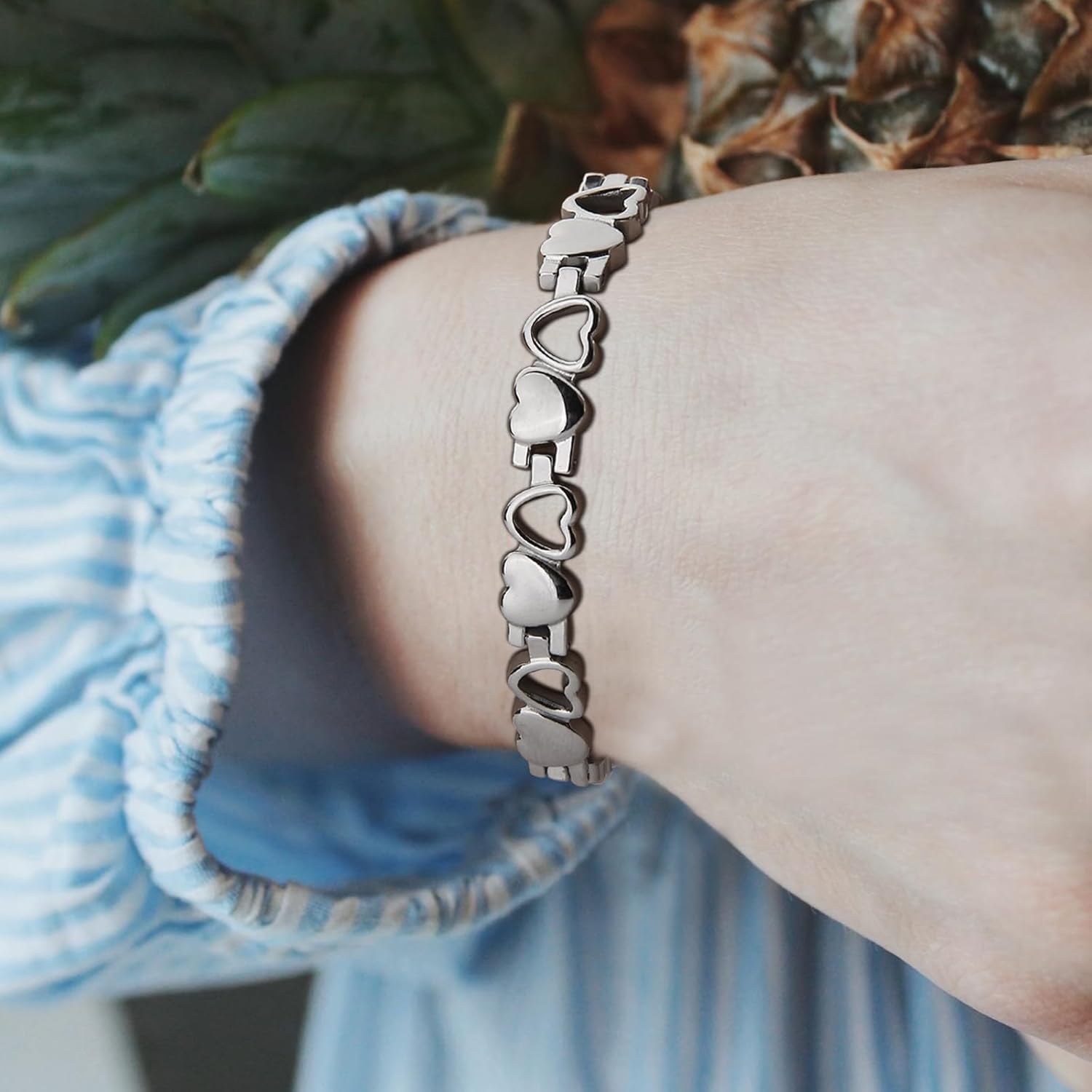 BioMag Magnetic Bracelet for Women, Titanium Steel Wristband Brazaletes for Pain Relief Solid Pure Copper Jewelry Gift with Adjustable Tool - Image 4