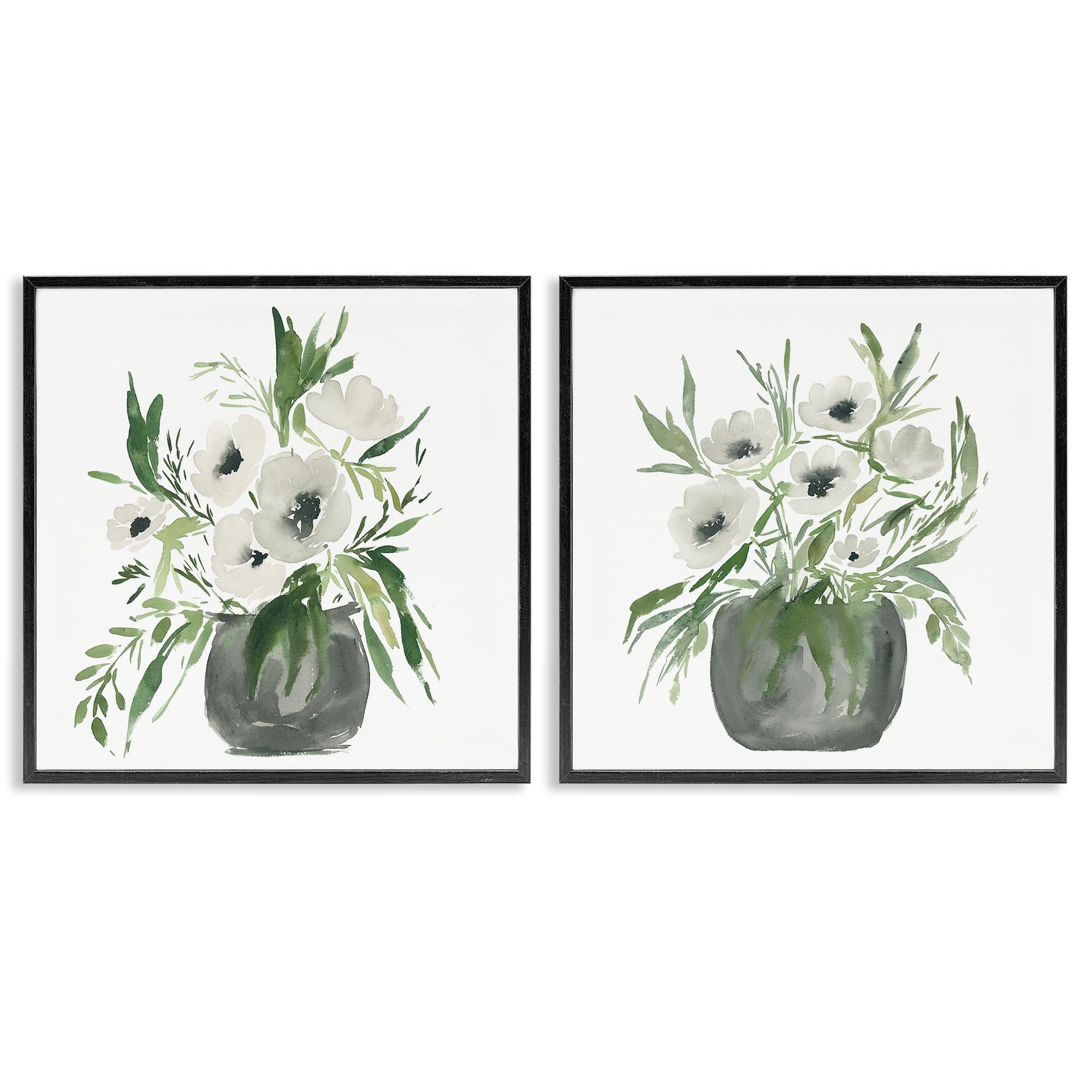 'White Anemone Vases'| 2pc Framed Giclee Art Set 2