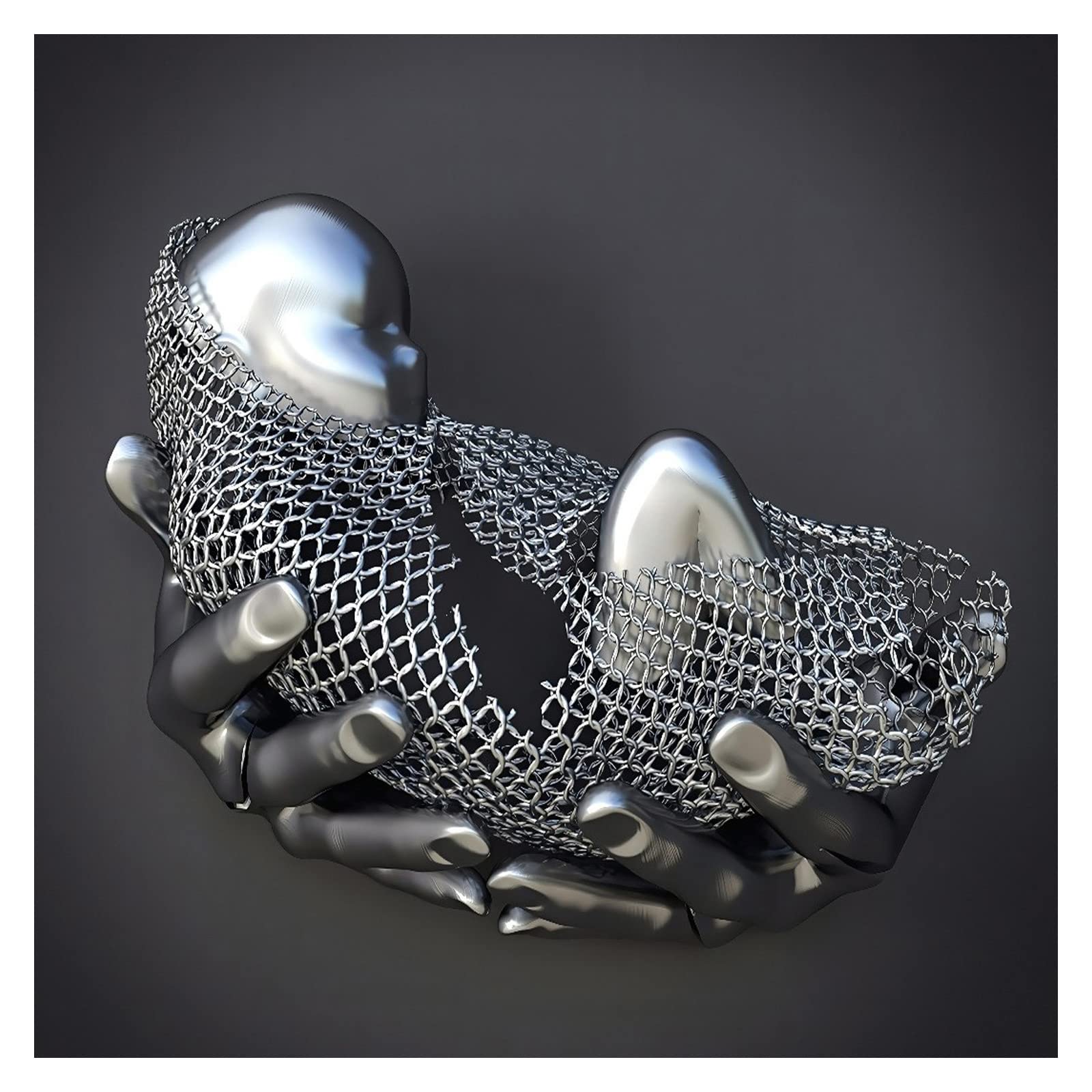 BBVP Love Heart Gray Wall Art Abstract Metal Figure Sculpture Canvas Painting Hanging Unique Metal Wall Art Modern and Contemporary Decor Indoor and Outdoor Decoration, F-silver 005, 30cm