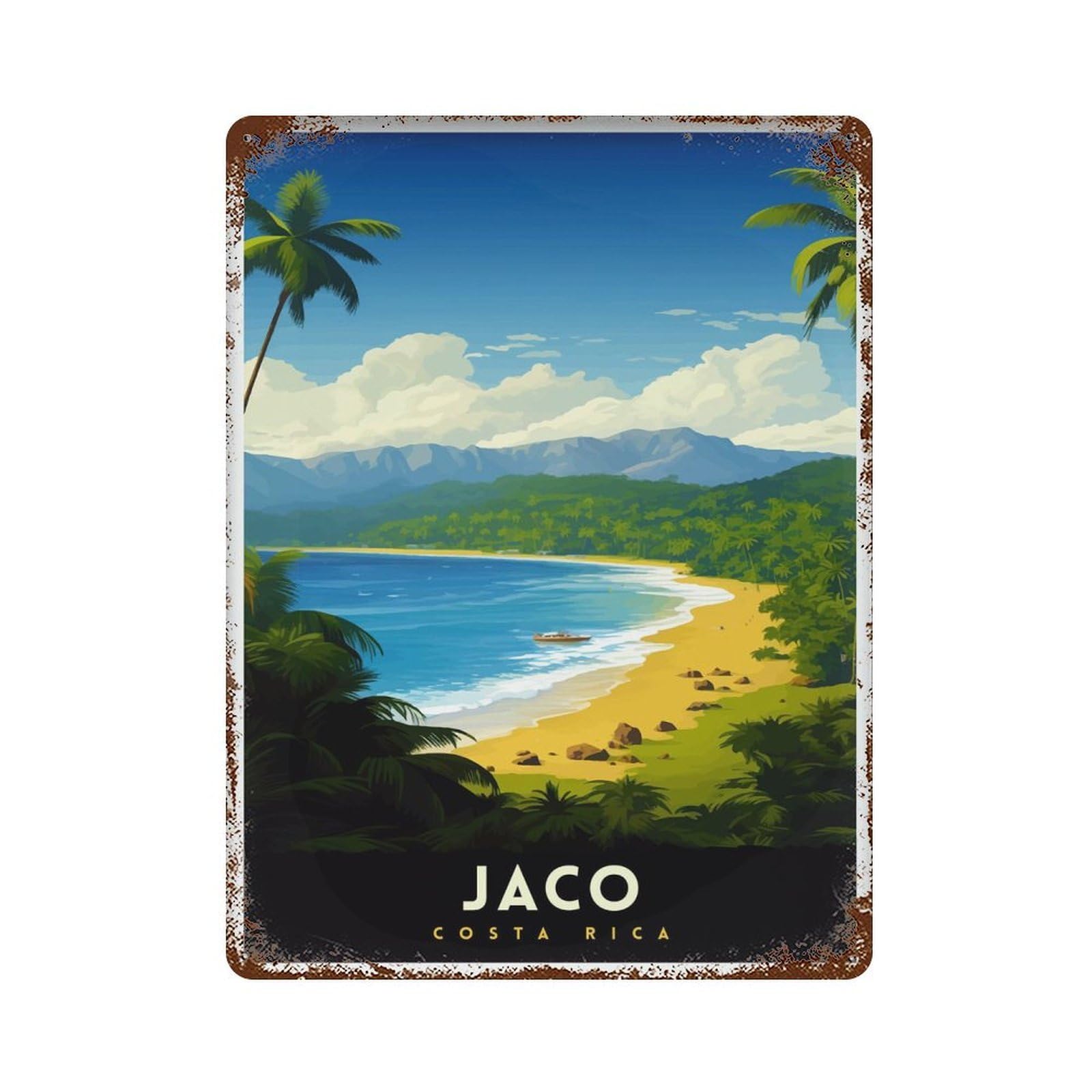 xiaoxiaoshen Jaco Costa Rica Surf Paradise Tropical Beach Rican Coast Pura Vida Lifestyle Illus_5 Wall Decor Art Metal Tin Poster Modern Home Decor Art Home Bar Shop Decorations Vintage Sign 40x30cm