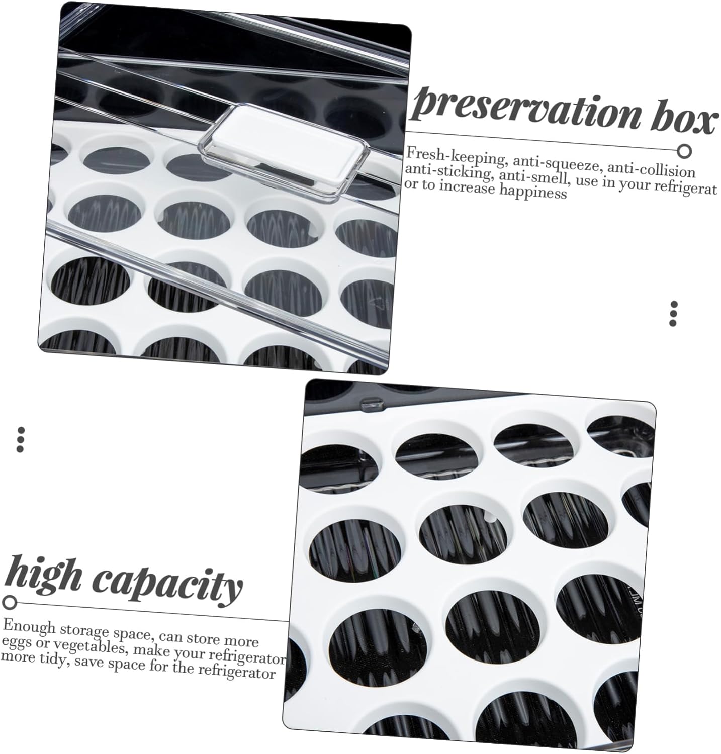 Angoily Box Refrigerator Egg Container Clear Plastic Drawer Container with Lid Egg Display Container Kitchen Egg Tray Eggs Egg Storage Holders The Pet Superimposed Storage Rack re-usable (tran