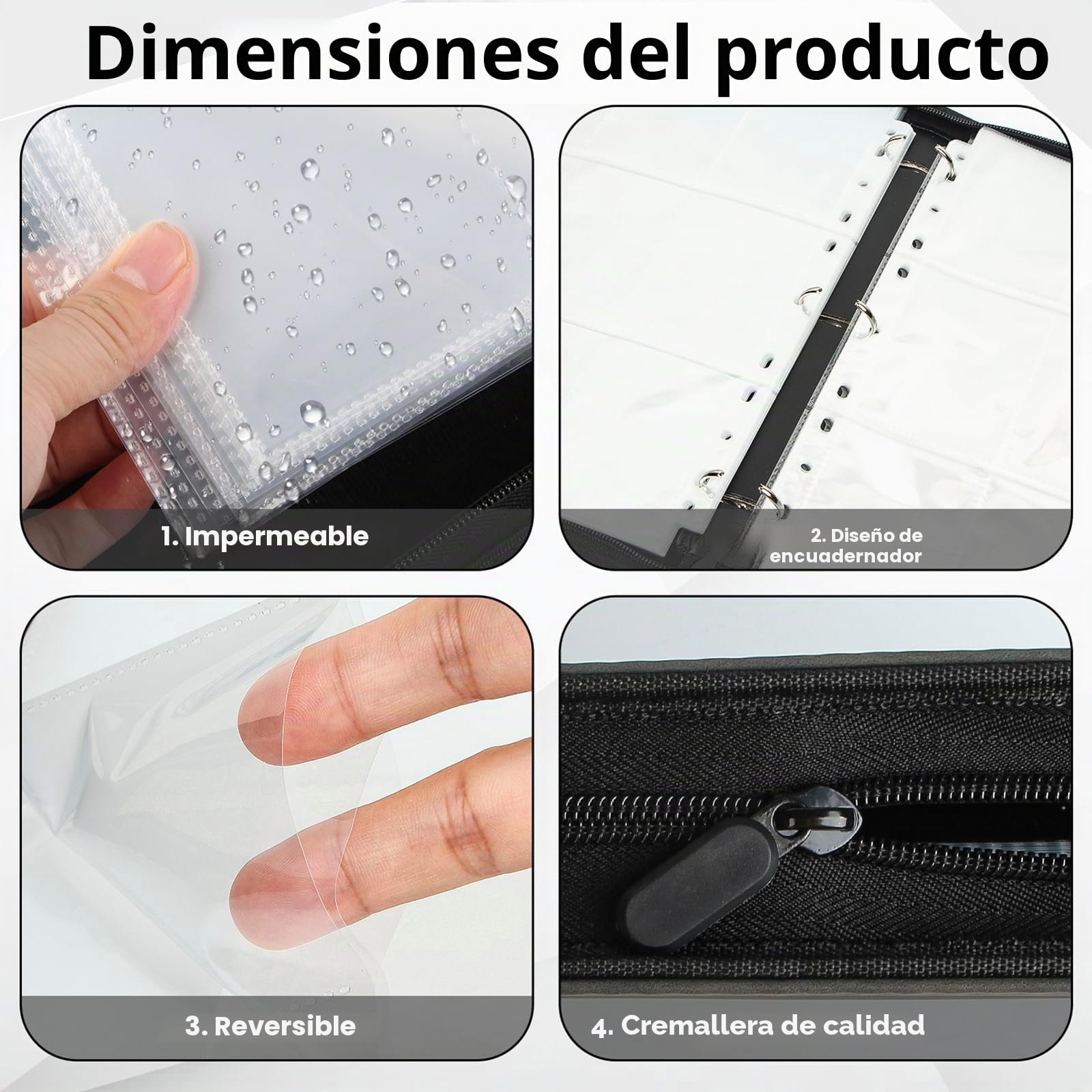 Album Cartas, 12 Bolsillos Álbum de Carta Capacidad para 960 Cartas, Álbum de Tarjetas de Béisbol de Calidad y Duradero con Cremallera, Card Binder para Tarjetas YGO/MTG/TCG, Negro