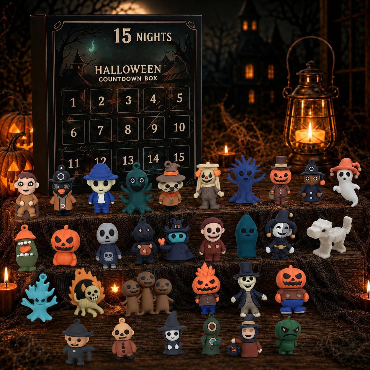 Halloween Advent Calendar 2026, 31-Day Countdown Box with 31 Mini Spooky Figurines, Surprise Box Collectible Horror Figures for Adults and Teens Gift,Boo Basket Stuffers Party Favors Decor