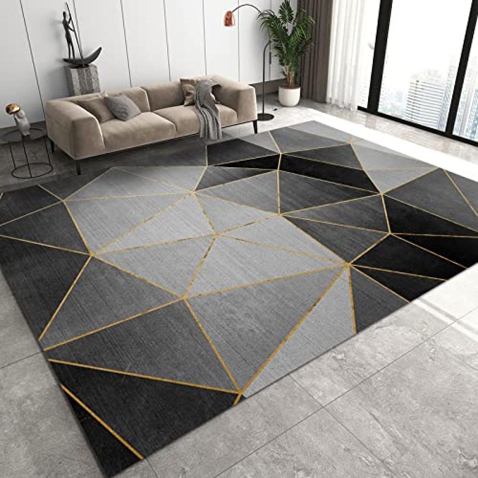 Tapis géométrique cheveux courts entretien facile pour couloir et salon design