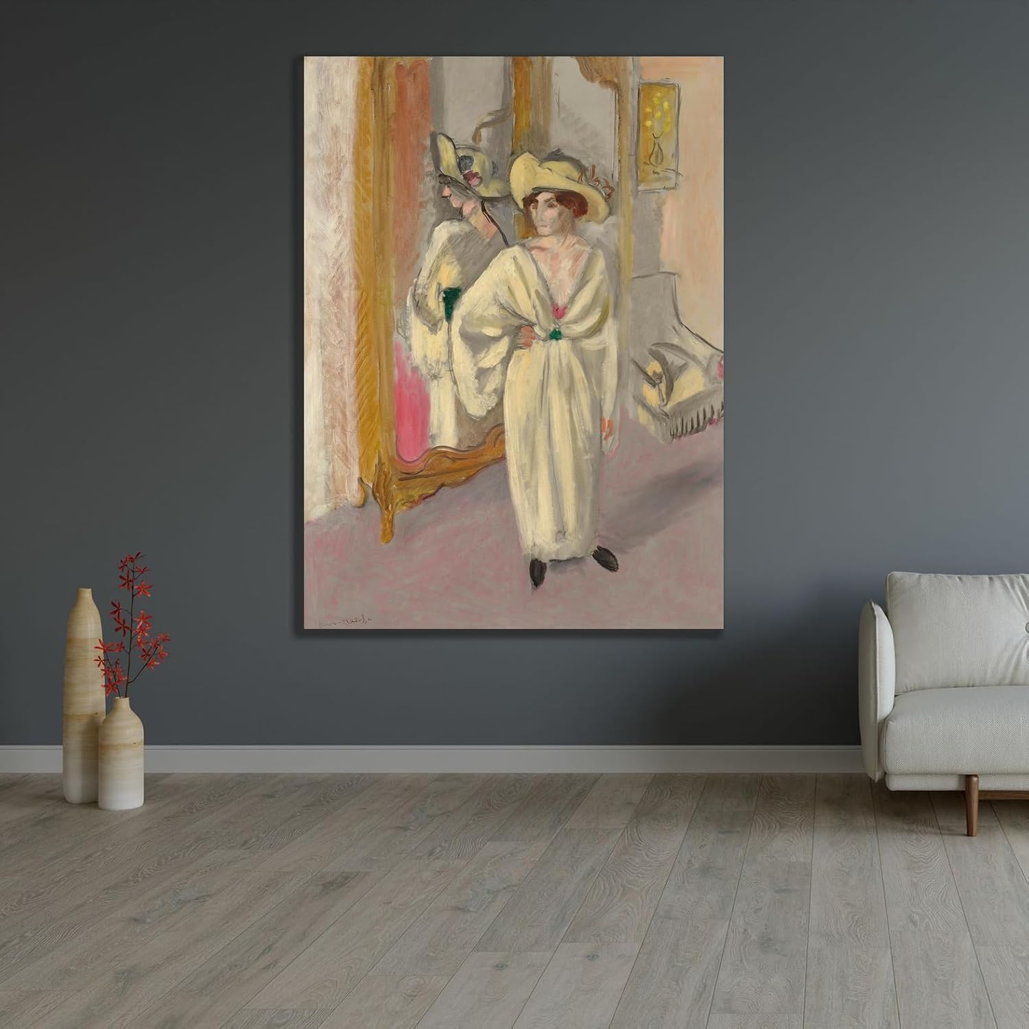 ArtDirect Woman in white standing in front of a mirror (1918-1919) Unframed Art Print Giclee Poster by Henri Matisse - Ready for Framing with Customization Sizes 7x10, 10x14, 15x20, 24x33, 35x48 and 44x60 inches