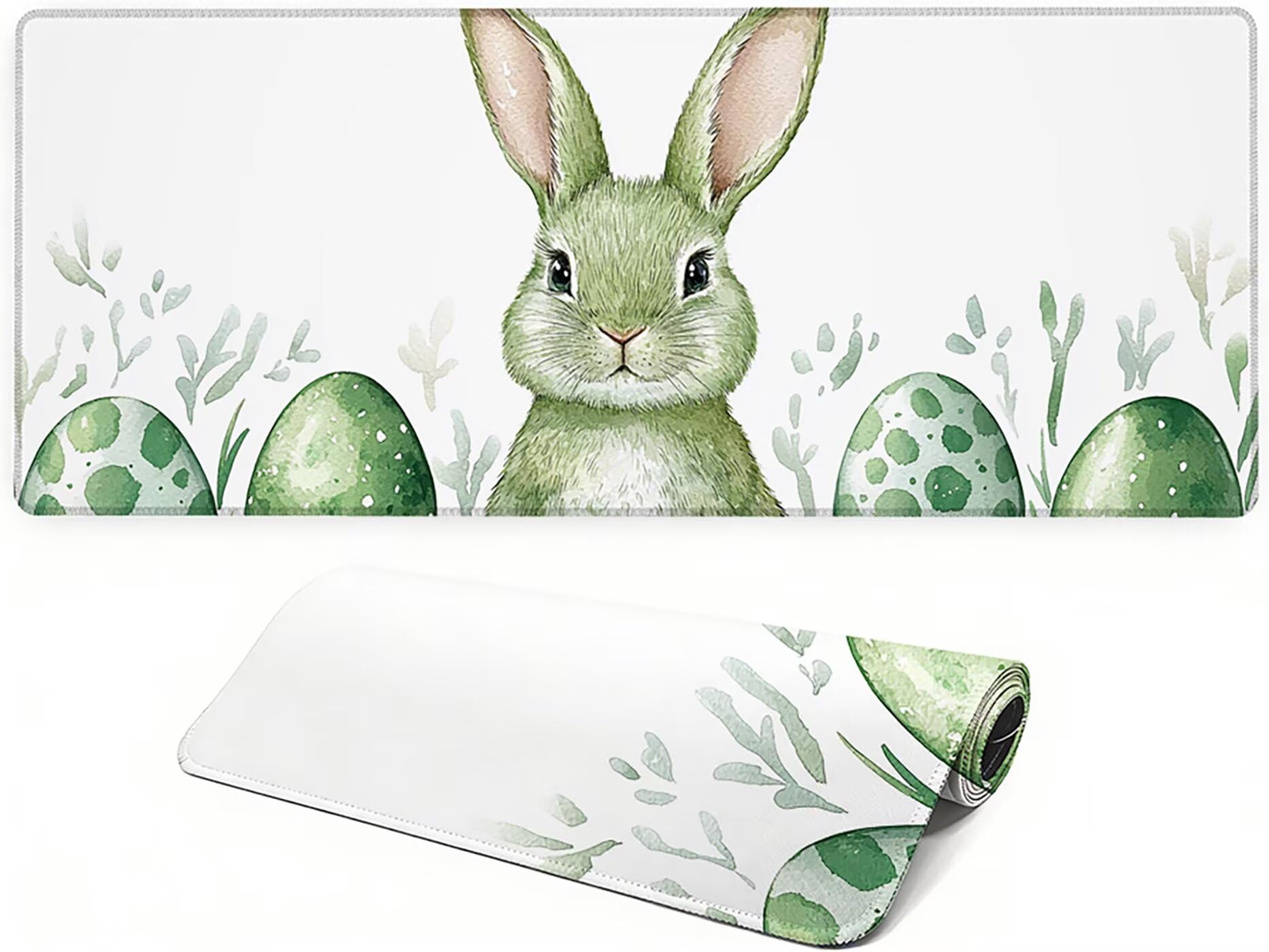 Lpfieonn Ostern Schreibtischunterlage XXL, Beige Schreibtischunterlagen Großes, Gaming Mousepad XXL mit ernähter Rand und Rutschfeste Gummibasis, Desk Mat für PC/Laptop/Mausa 120x60cm PF-3244