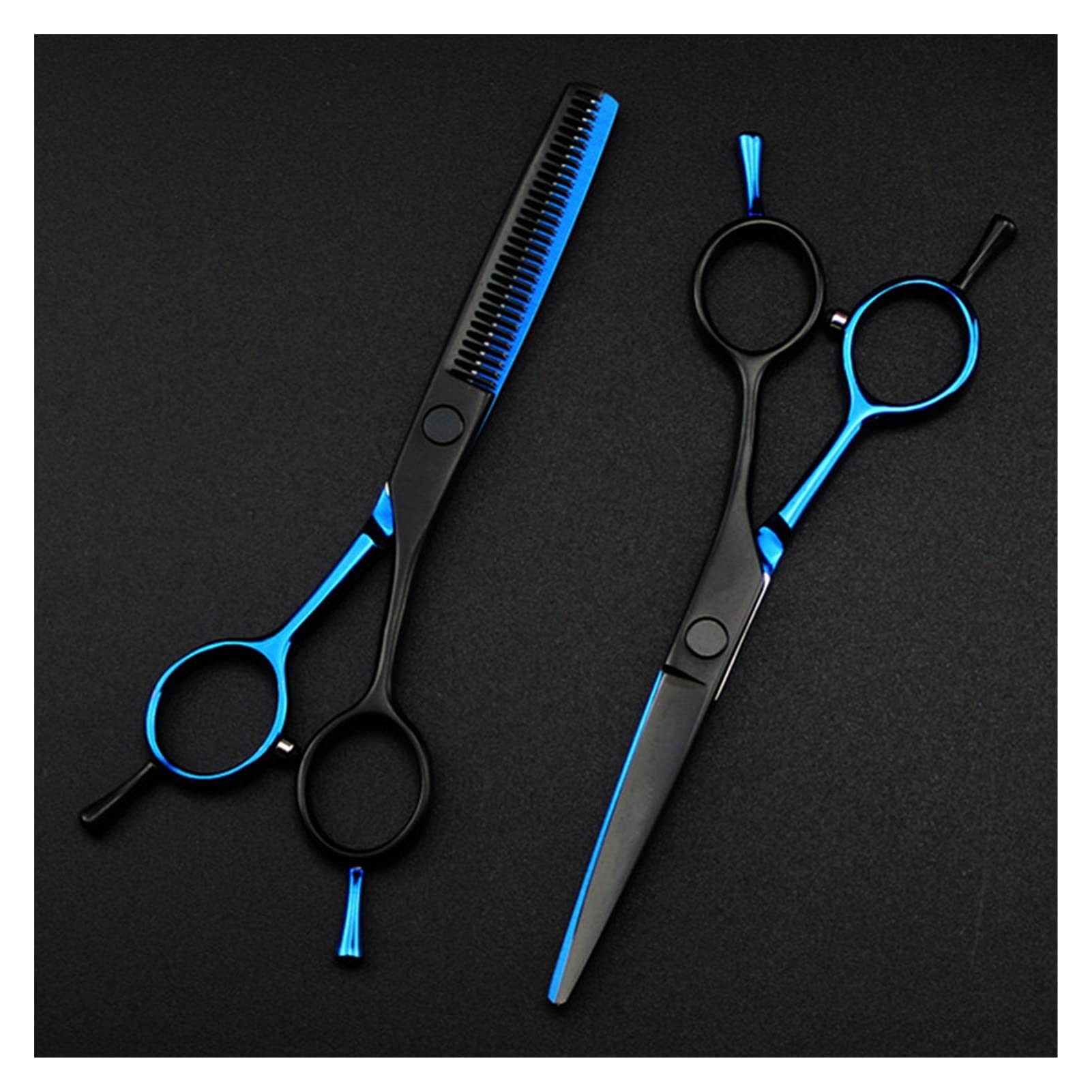 Ciseaux de coiffure 5,5 pouces bleu et noir en acier ergonomique pour salon