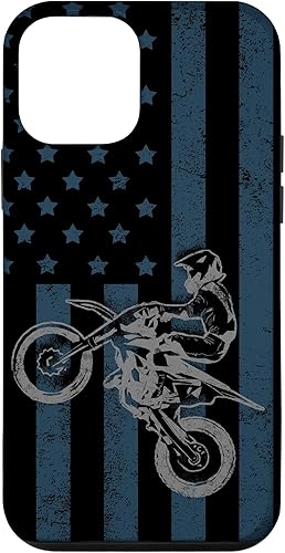Funda de regalo para iPhone 12 Mini Dirt Bike con bandera de EE. UU.