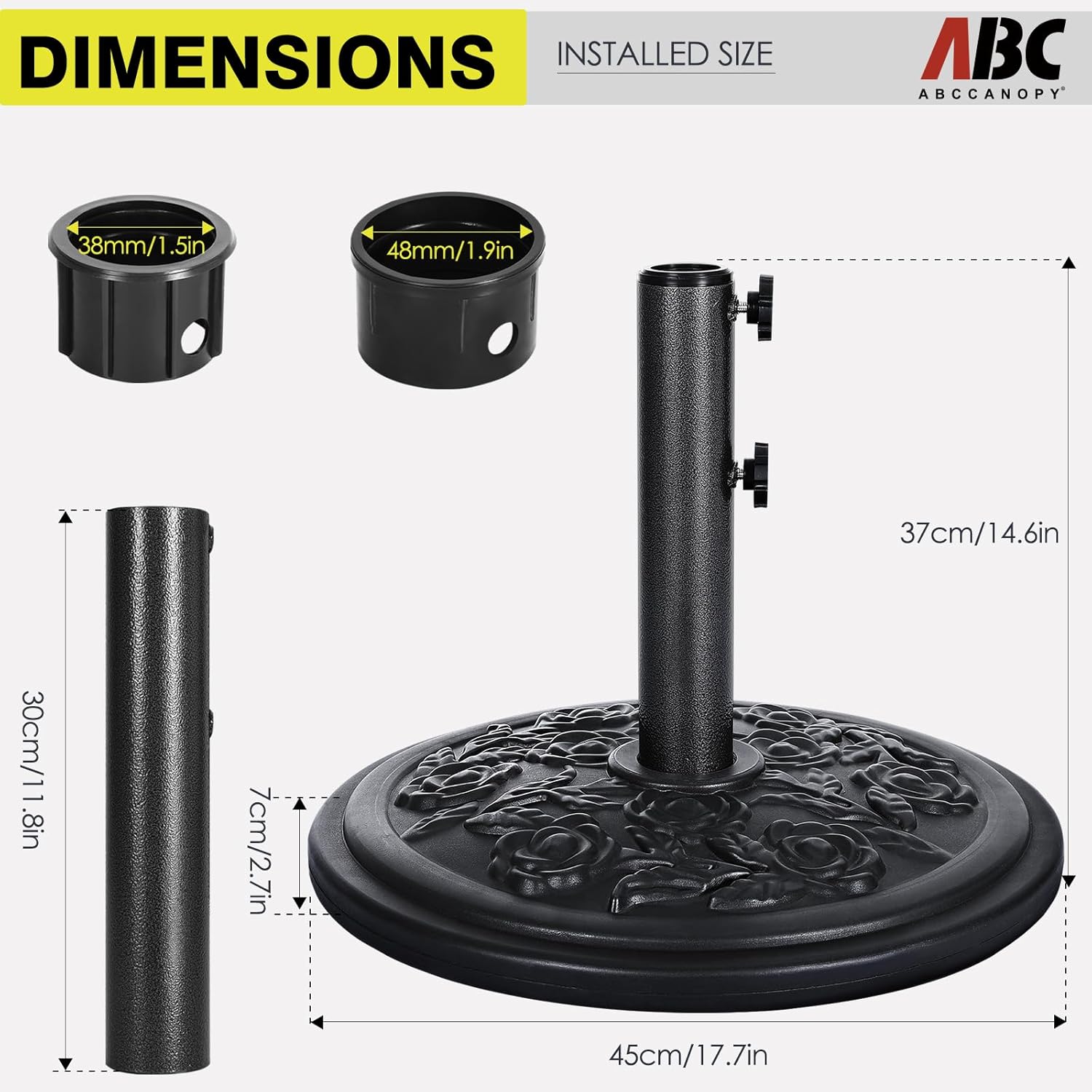 ABCCANOPY Heavy Duty 29 lbs Patio Umbrellas Base (Black)