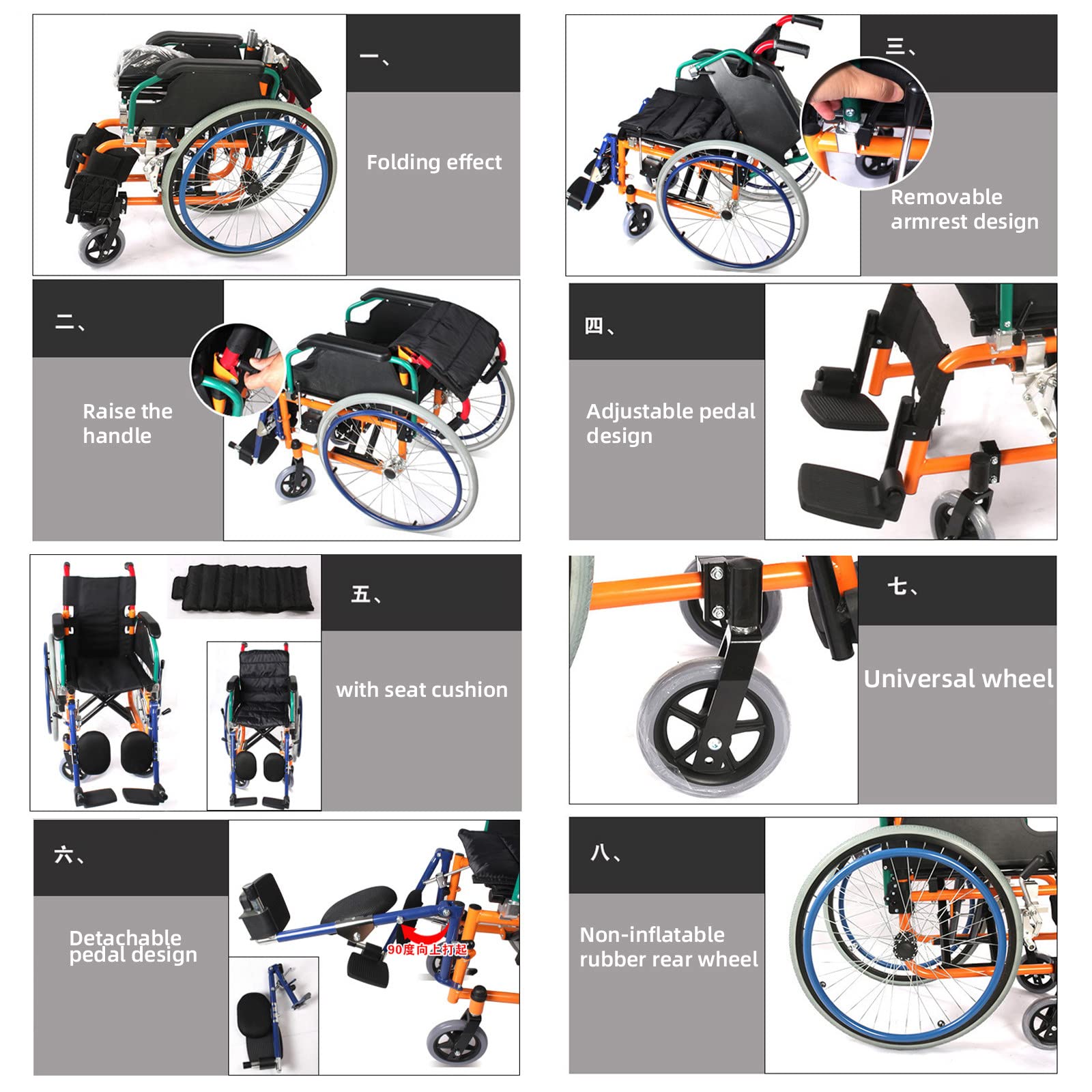 Amazon | faginx 4-12歳の子供用自走式車椅子（シート幅：35cm/13.7