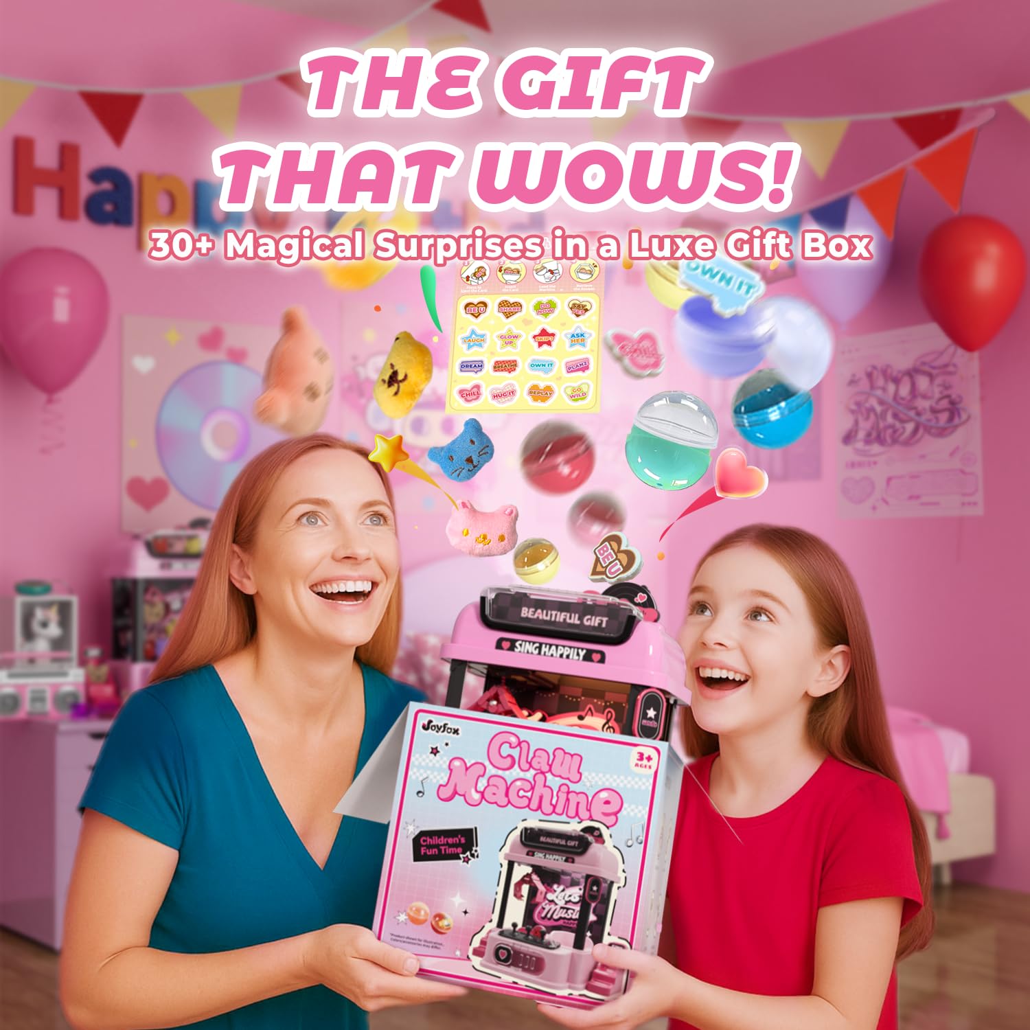 Máquina de garras para niños con control remoto, mini máquina expendedora Y2K para niñas de 3 años en adelante, regalos de cumpleaños para niñas con juguete de peluche y esponjoso, decoración de 4