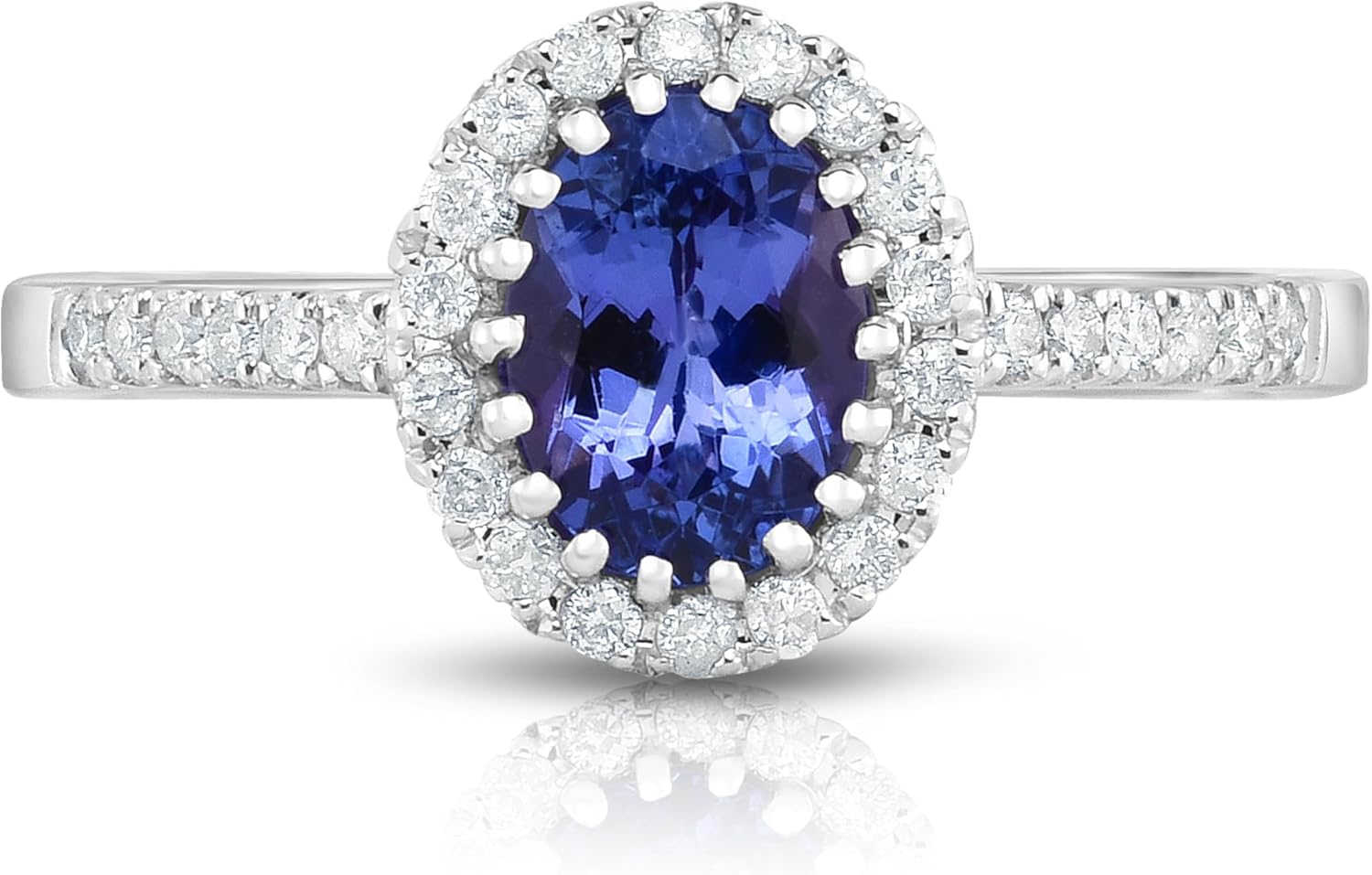 14K White Gold Genuine Tanzanite 7/8 Ct Oval, Diamond Ring. Size 8 - Image 3