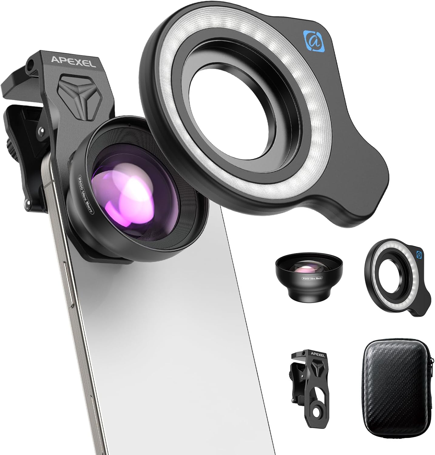 APEXEL HB100 Ultra-HD Handy-Makroobjektiv F1.05 mit mit 45 Fülllichtmodi und AF-Beschichtung,Handy Objektive Passend für iPhone, Samsung, Pixel Smartphones APEXEL HB100 Ultra-HD Handy-Makroobjektiv F1.05 mit mit 45 Fülllichtmodi und AF-Beschichtung,Handy Objektive Passend für iPhone, Samsung, Pixel Smartphones