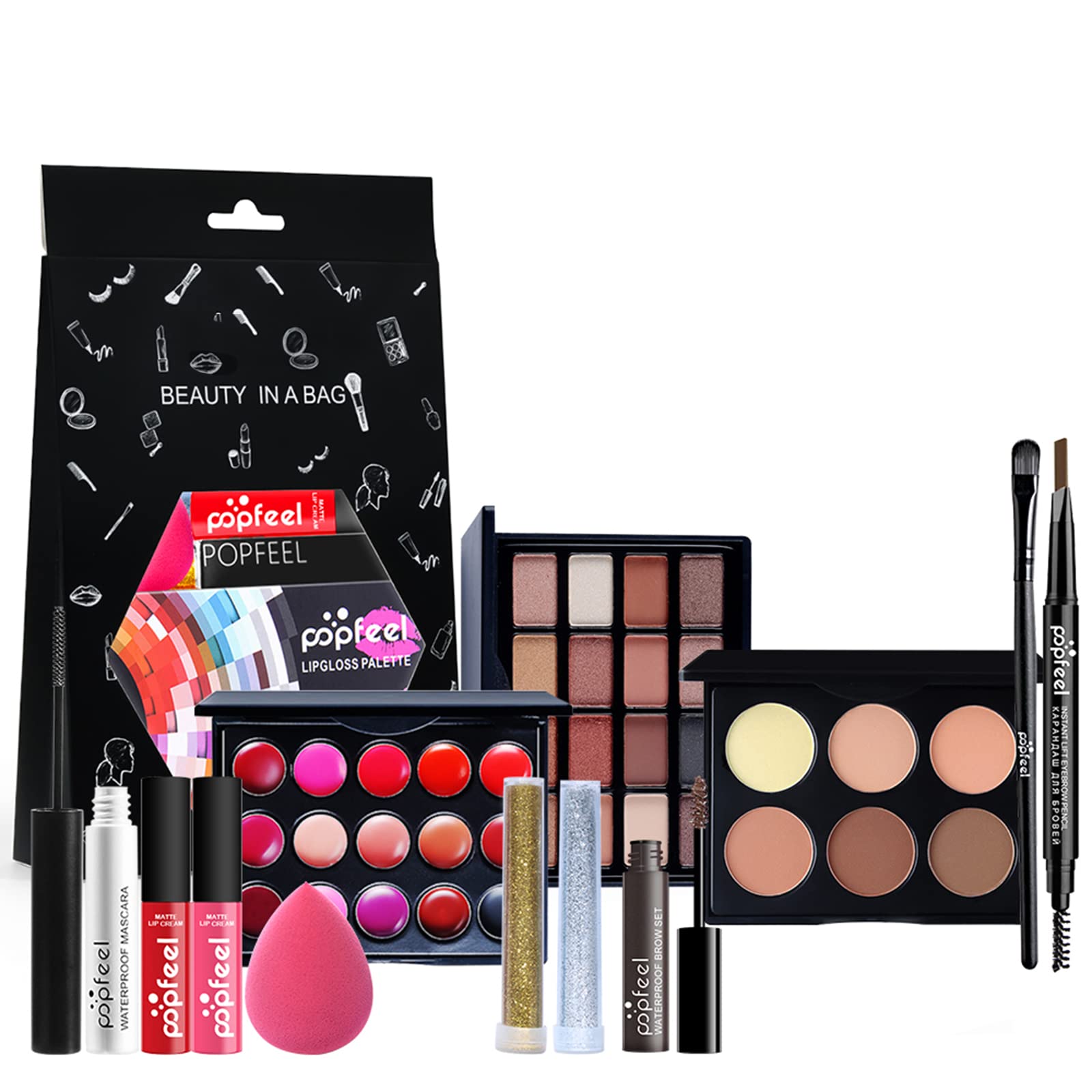 Joyeee Juego de Maquillaje profesional, 12Pcs Paquete de Maquillaje Completo con Sombras de Ojos lápiz Labial Corrector Etc, Kit De Regalo Sorpresa - Ideal para uso Diario y Viajes de Mujeres Niñas#3