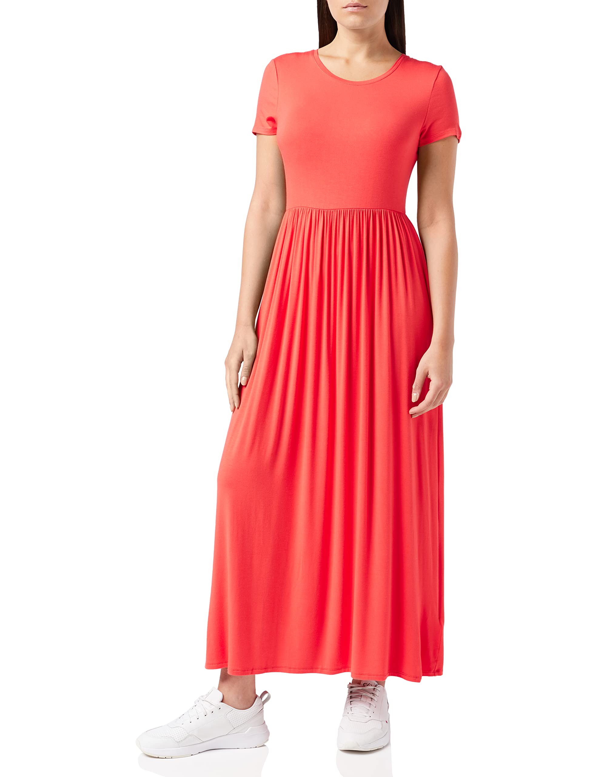 Amazon Essentials Women's Short-Sleeve Fitted Waisted Maxi Dress (Available in Plus Size)