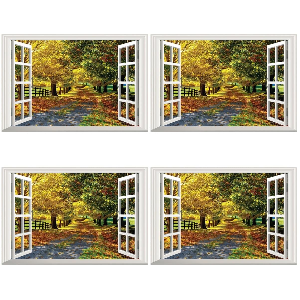 Décoration de fenêtre adhésifs amovibles et repositionnables sans traces lot de 4