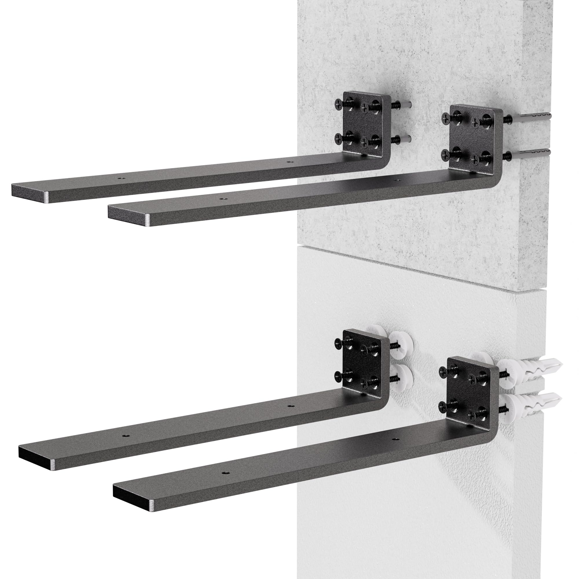 Heavy Duty Metal Shelf Brackets 4-Inch, Set of 6, Modern Black Matte Finish, 1/5" Thick Steel, Easy-to-Install, Strong Support for Shelves, Versatile & Stylish (4 Inch - 6 Pack) — Amazon image 10
