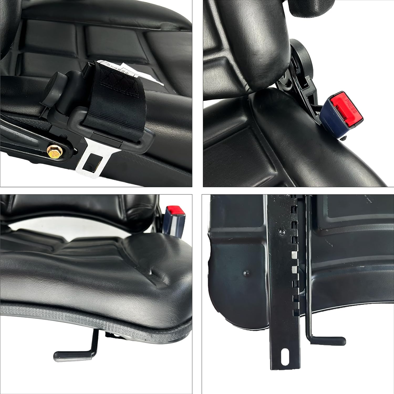 Universal Fold Down Forklift Seat for Tractor Excavator Skid Loader Backhoe Dozer Telehandler Lawn Mower Black