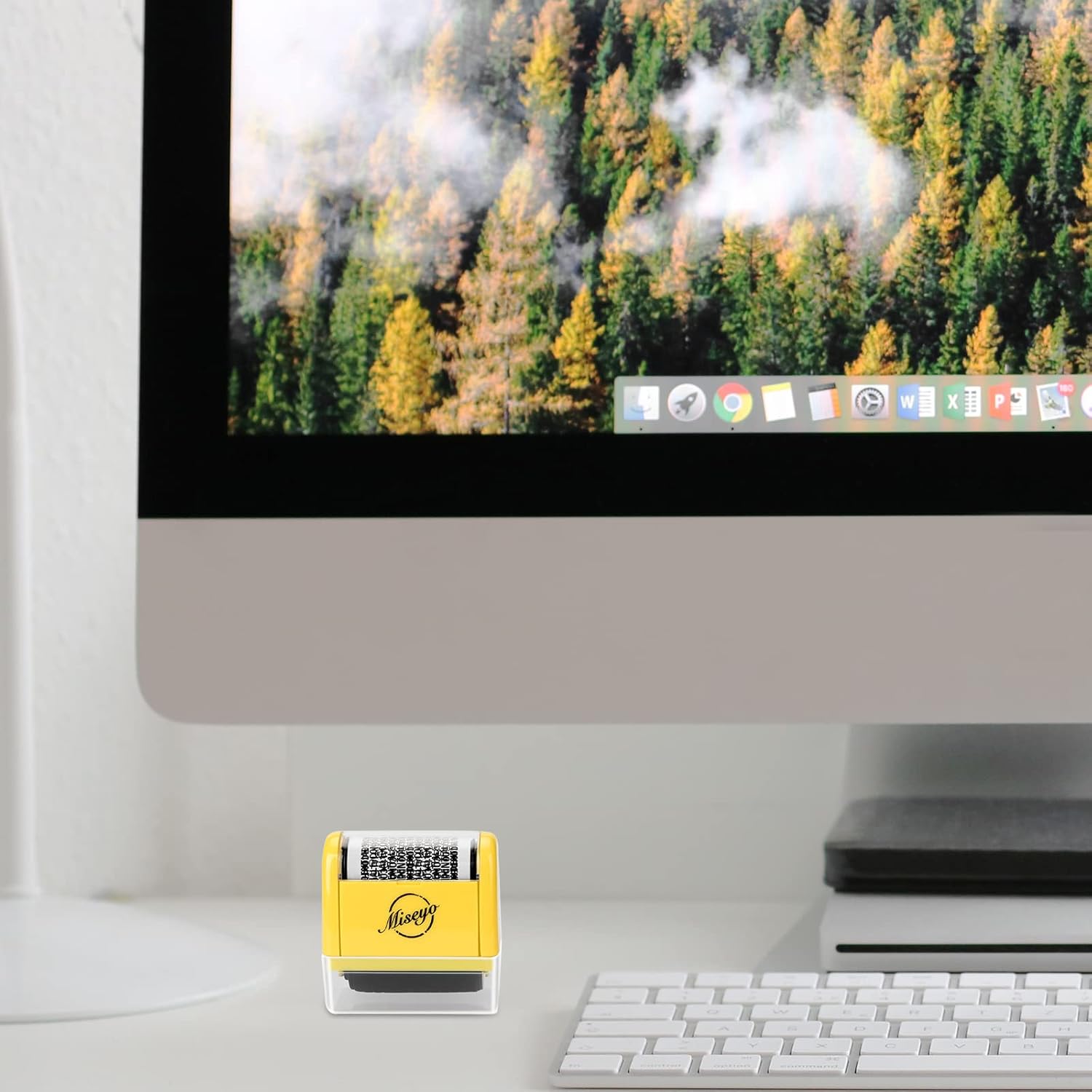 Miseyo Wide Identity Theft Protection Roller Stamp Set - Yellow (3 Refill Ink Included) Yellow Stamp+3 Refills image 5 of 6 B07BRVSNNX