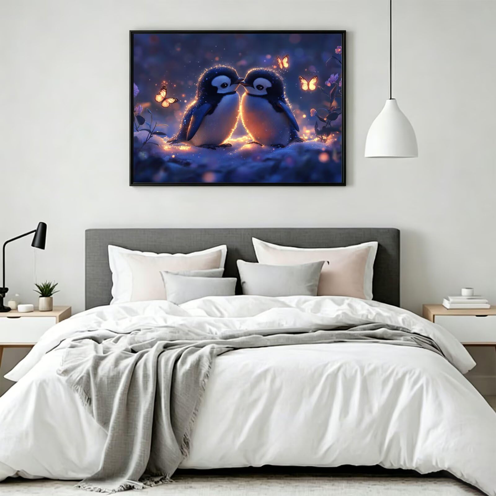 Pintar por Numeros Pingüino Pinturas Acrilicas animal Pintura por Numeros Lienzos para Pintar, Pintura Acrilica Manualidades, Decoración para Hogar, Regalos Cumpleaños, 90x120cm Sin Marco, q-728