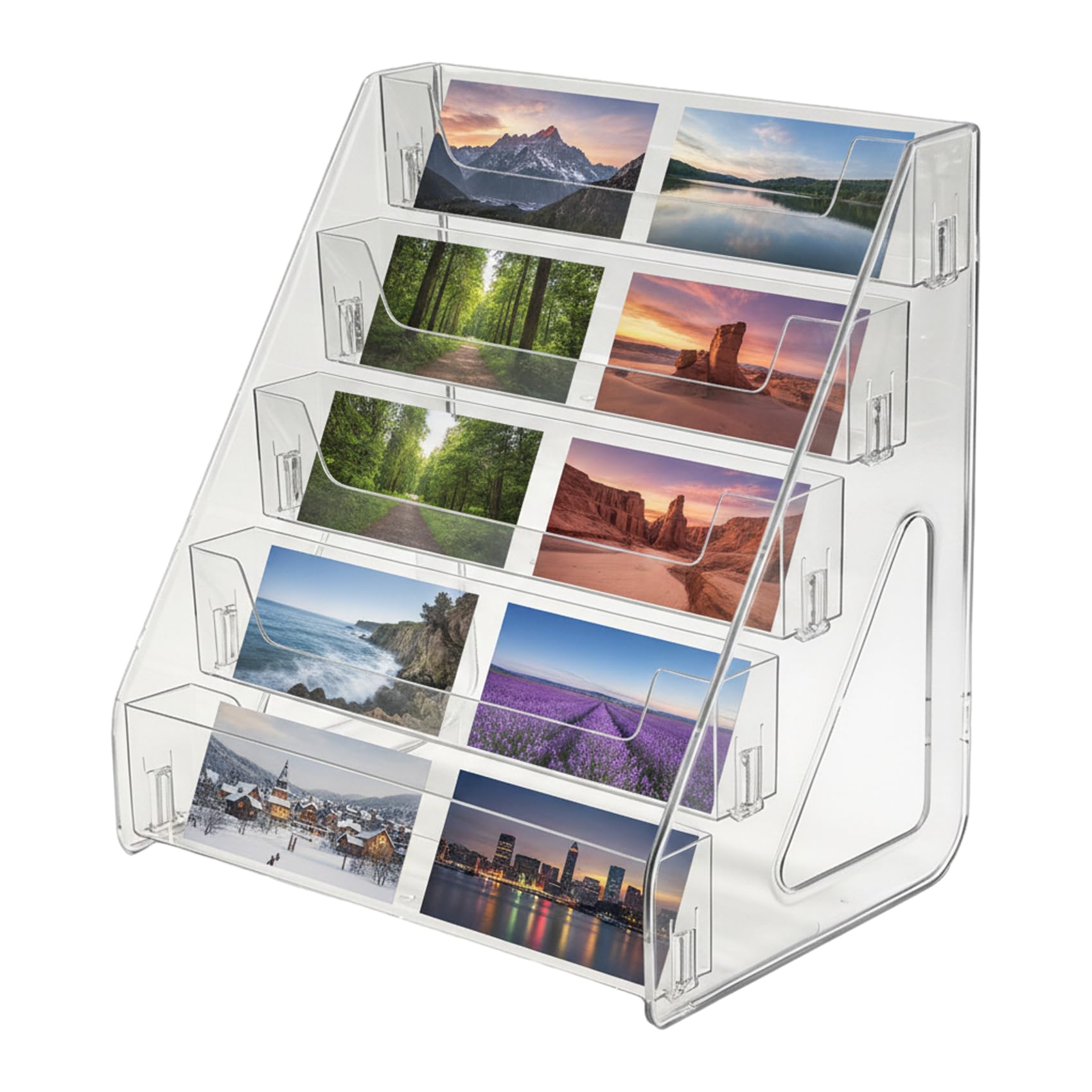 Tarjetero portátil para calcomanías, postales y folletos en soporte de 5 niveles