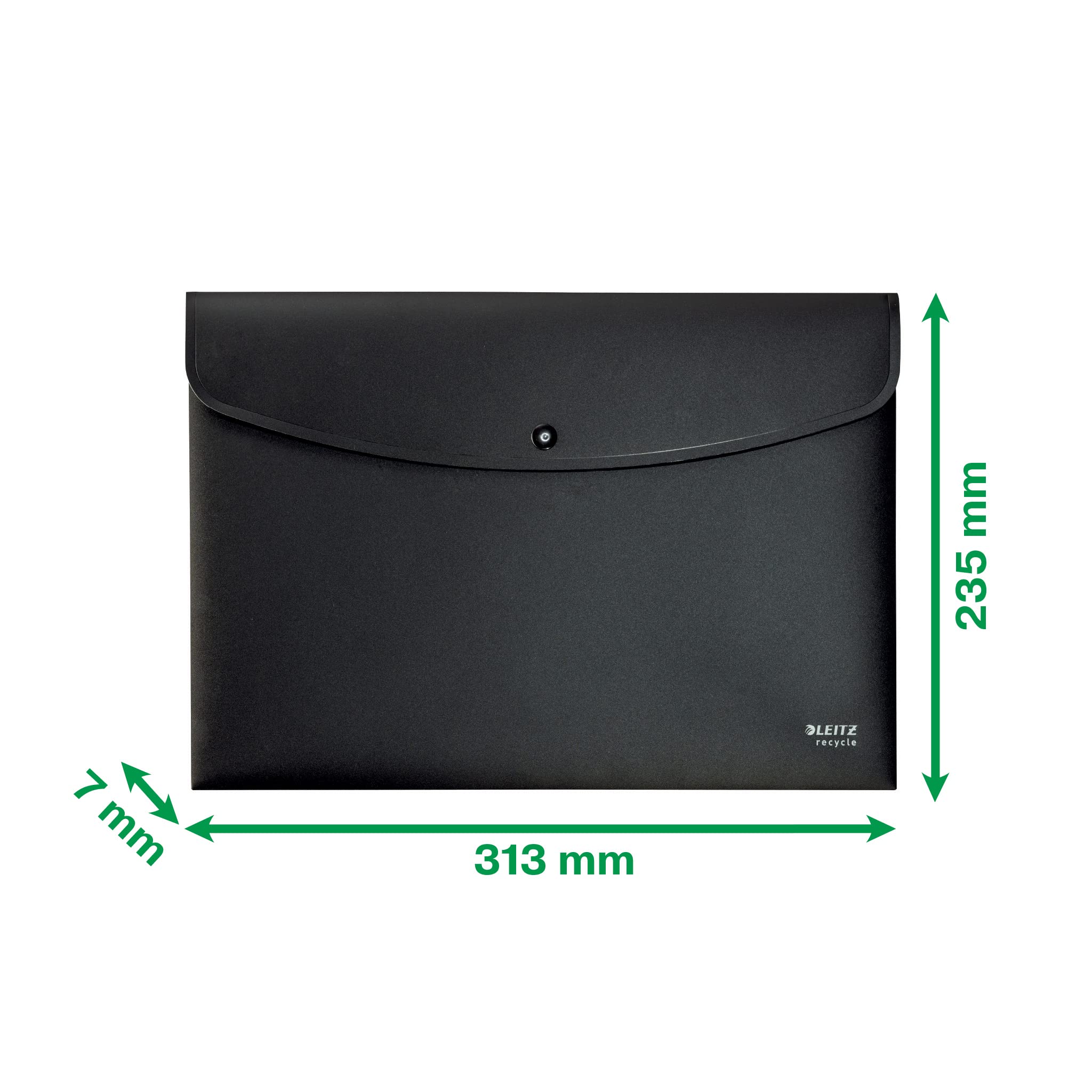 Leitz Sobre para Documentos A4 con Solapa de Cierre, Capacidad para 60 Hojas, 100% Reciclable, Plástico Opaco, Respetuoso con el Medio Ambiente, Gama Recycle, Negro, 46780095