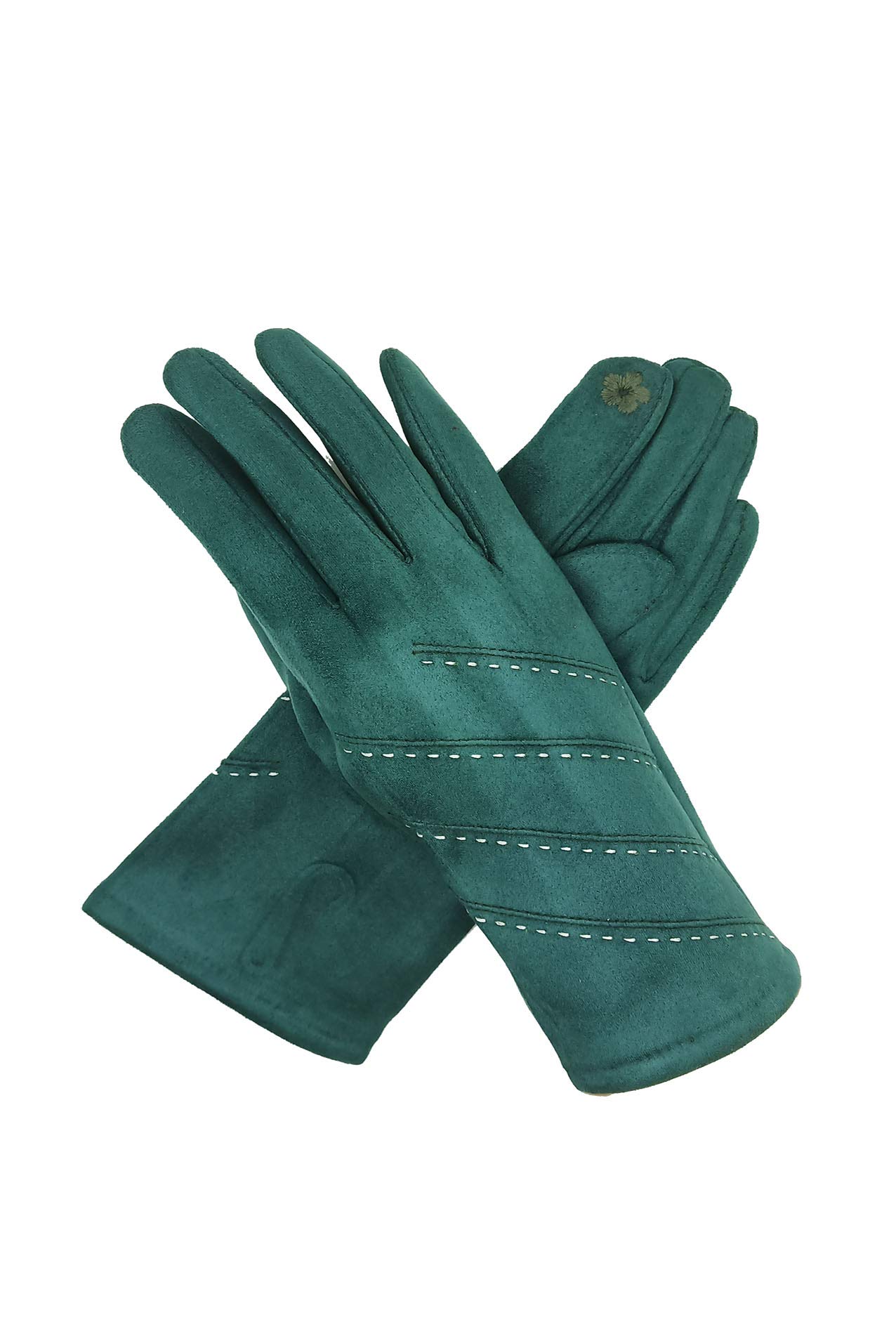 Finecy In Women's Green - Fashion Gloves Cosy Featuring Dotted Stripes Pattern Touch Screen Mittens (Green)
