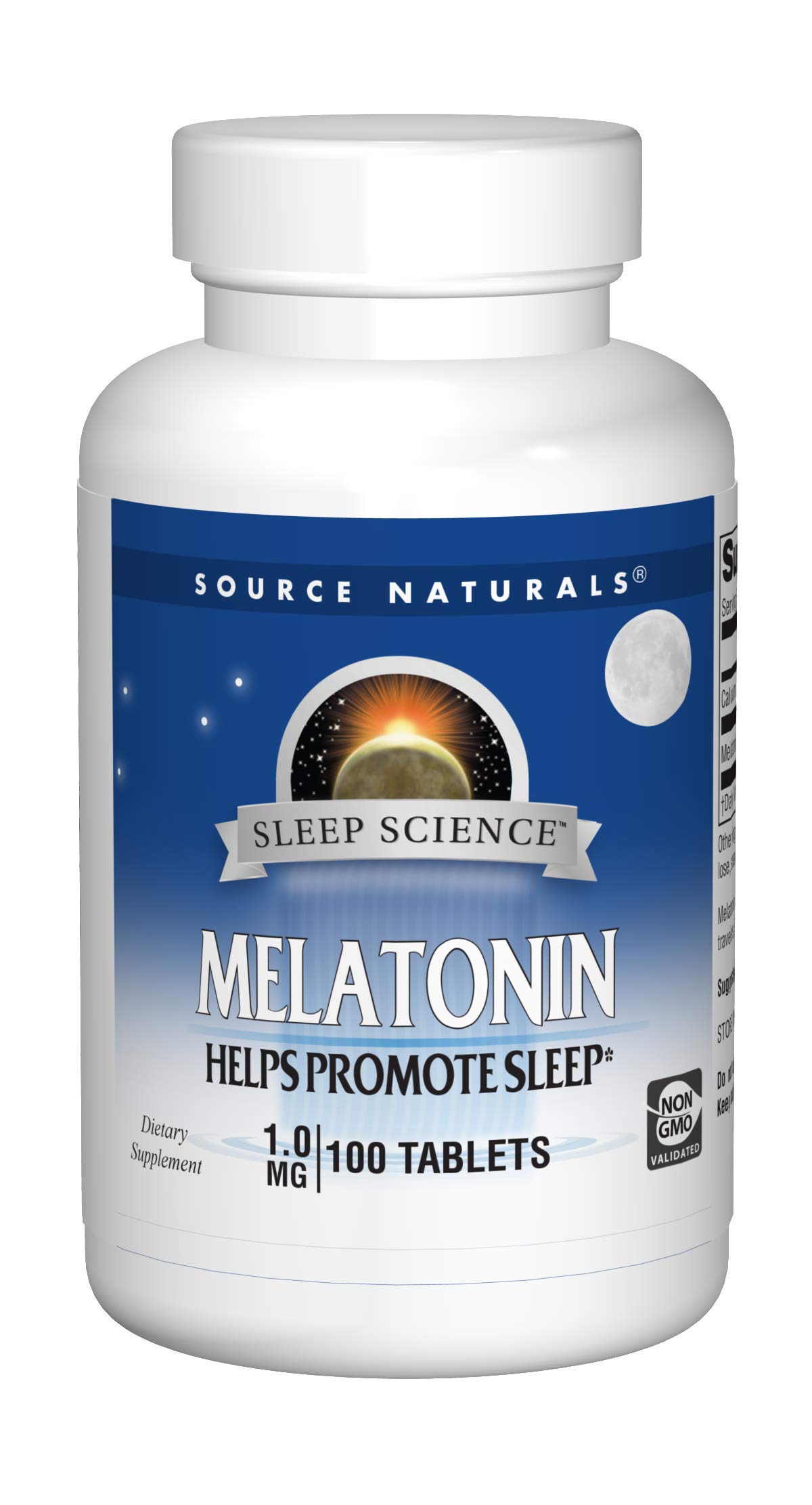 Source Naturals Sleep Science Melatonin 1mg - Safe, Non Habit - 100 Tablets (Pack of 2)