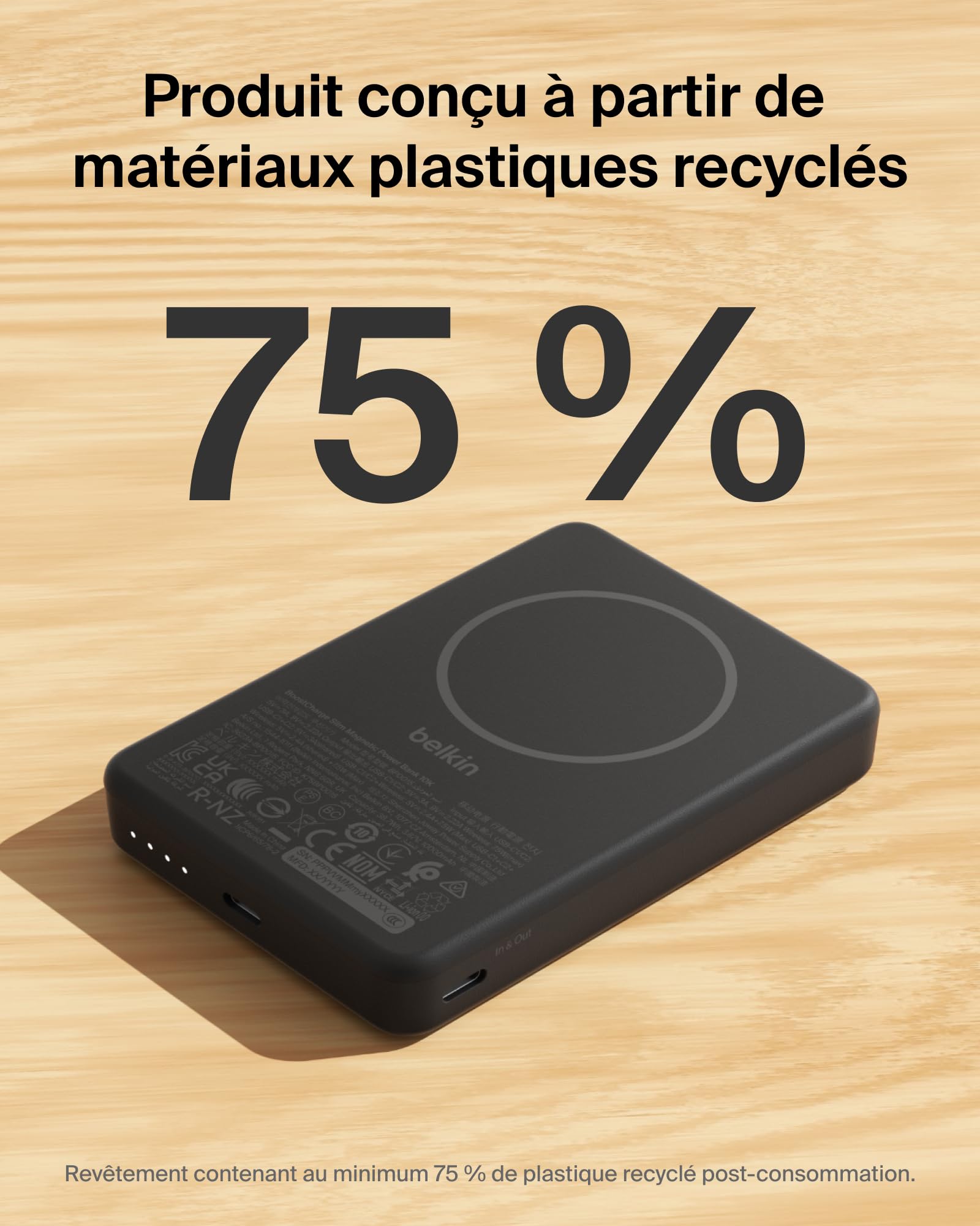 Belkin BoostCharge Batterie Externe Magnétique 10K avec Port USB-C - Noir
