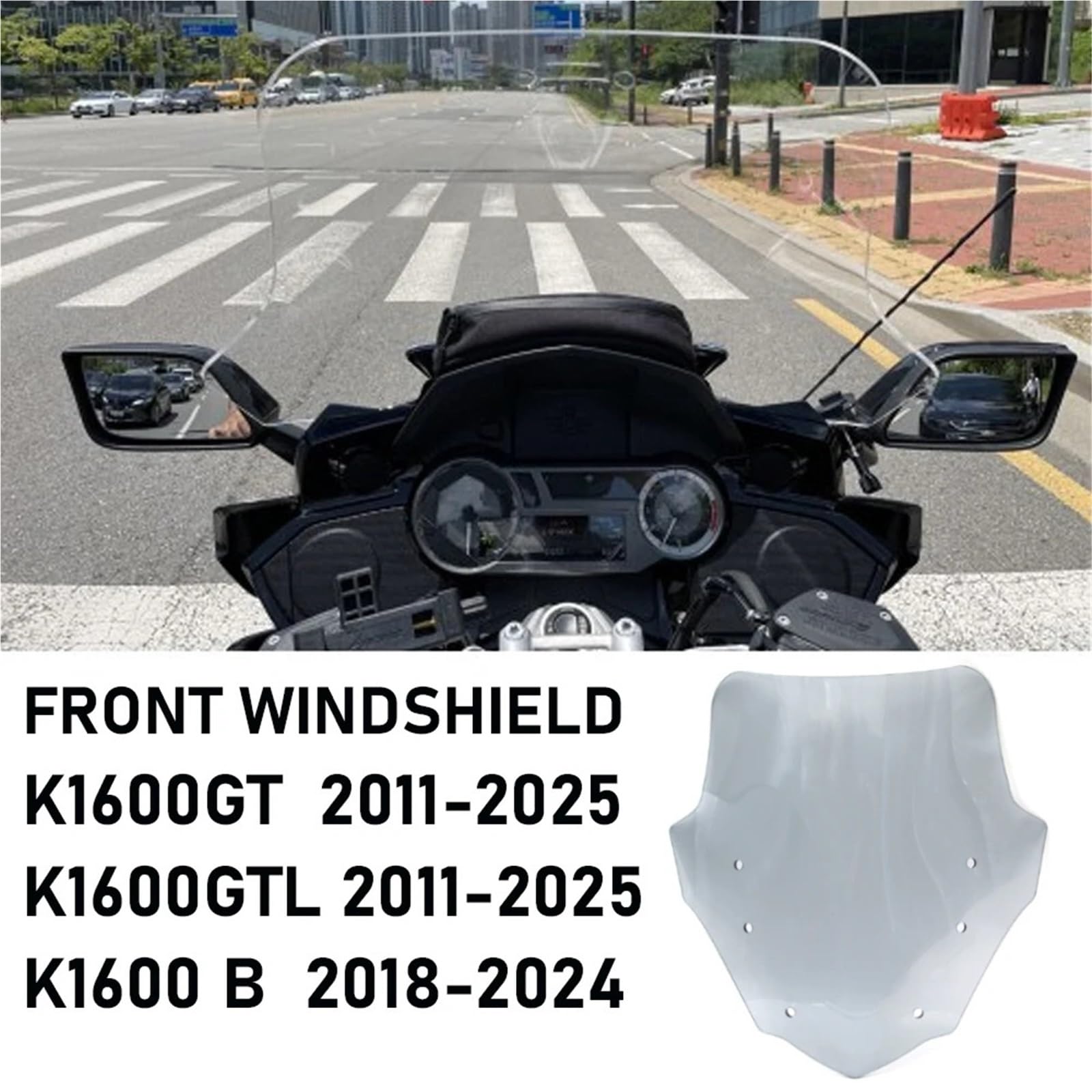 powietrzadeflektor Pasuje do BMW K1600B 2018-2024 Akcesoria Zwiększ K1600GT K1600GTL Przednia szyba motocykla Podwyższony deflektor Przednia szyba motocyklowa(52 Smoky gray)