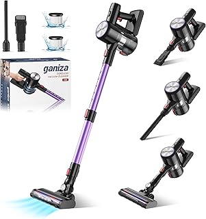 Cordless Vacuum Cleaner, Ganiza Stick Vacuum 28Kpa Powerful Suction Hi-Speed Brushless Motor Up to 45 Minutes Runtime, 6-i...